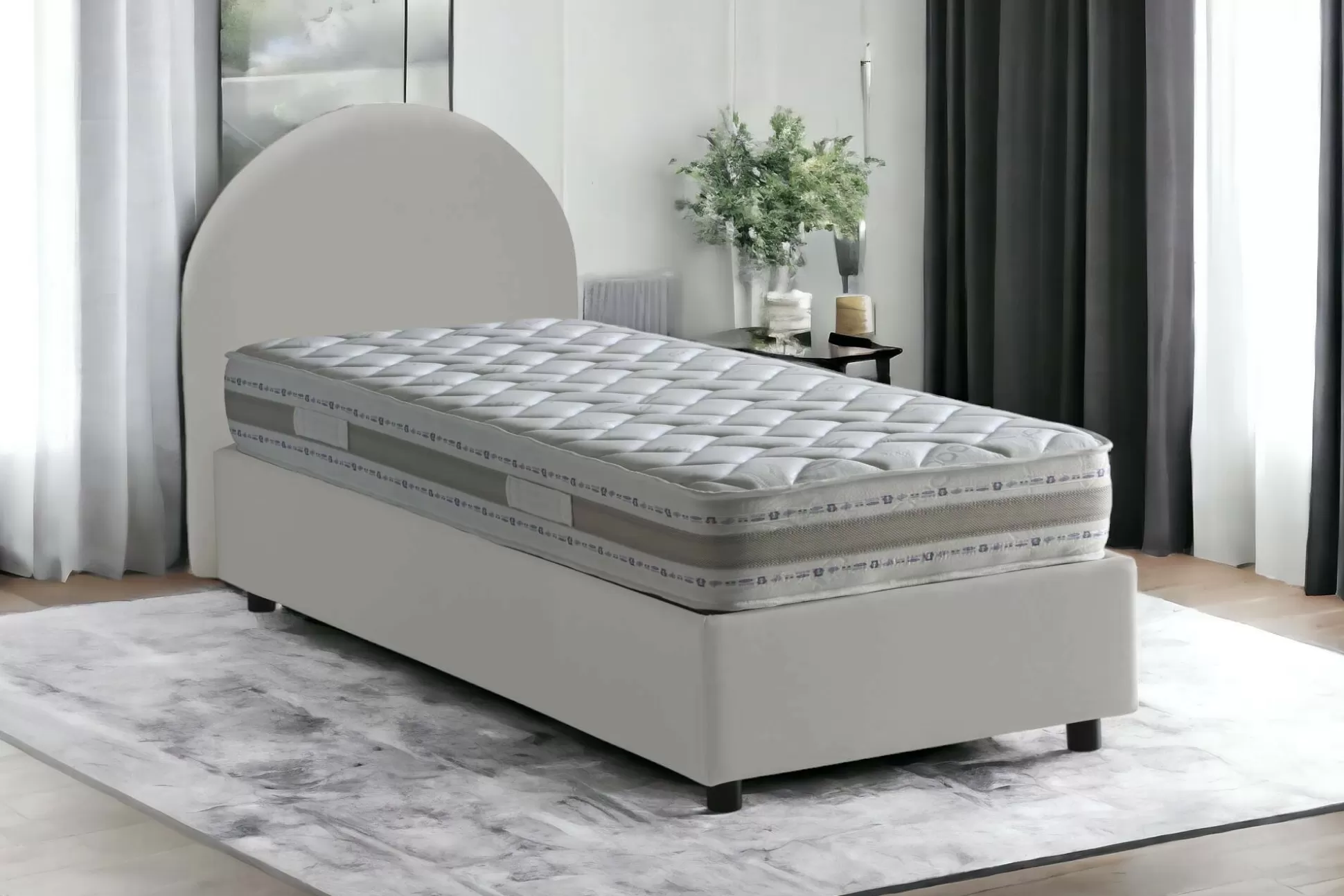 Dmora Letti Singoli<Letto singolo Parco, con materasso Cm 80x190 incluso,
