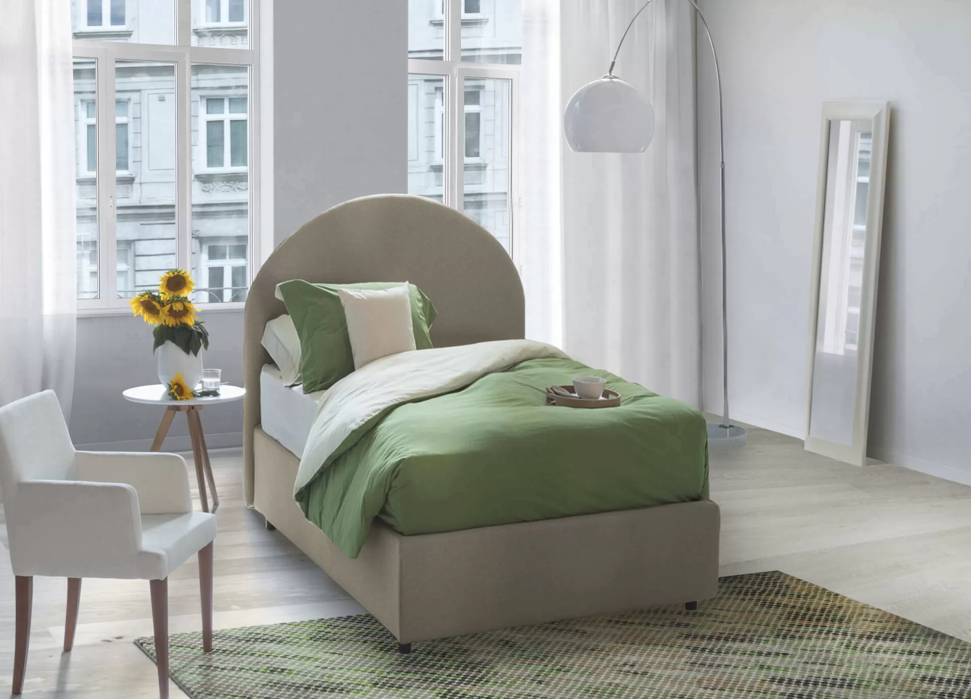 Dmora Letti Singoli<Letto singolo Parco, con materasso Cm 80x190 incluso,