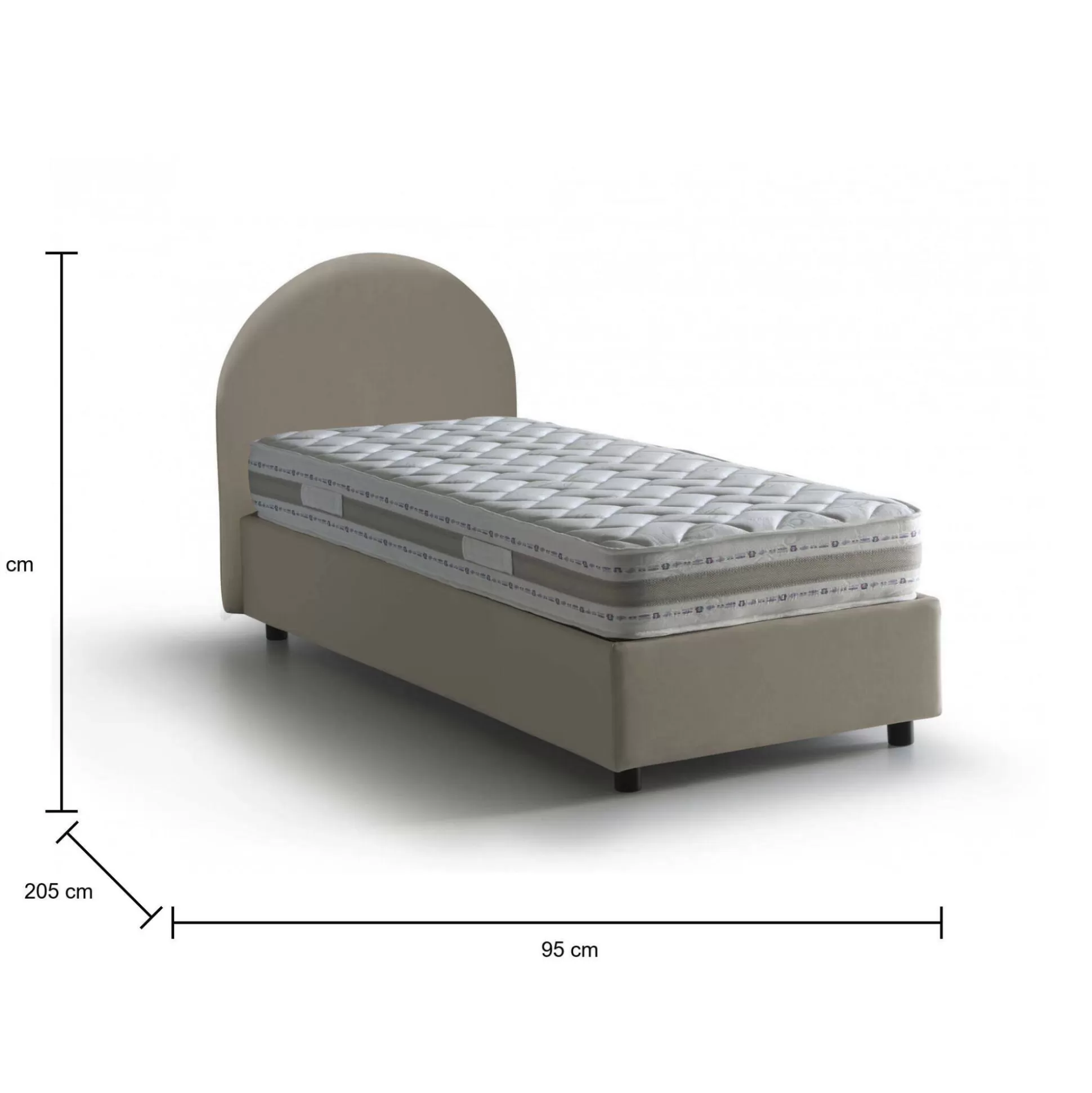 Dmora Letti Singoli<Letto singolo Parco, con materasso Cm 80x190 incluso,