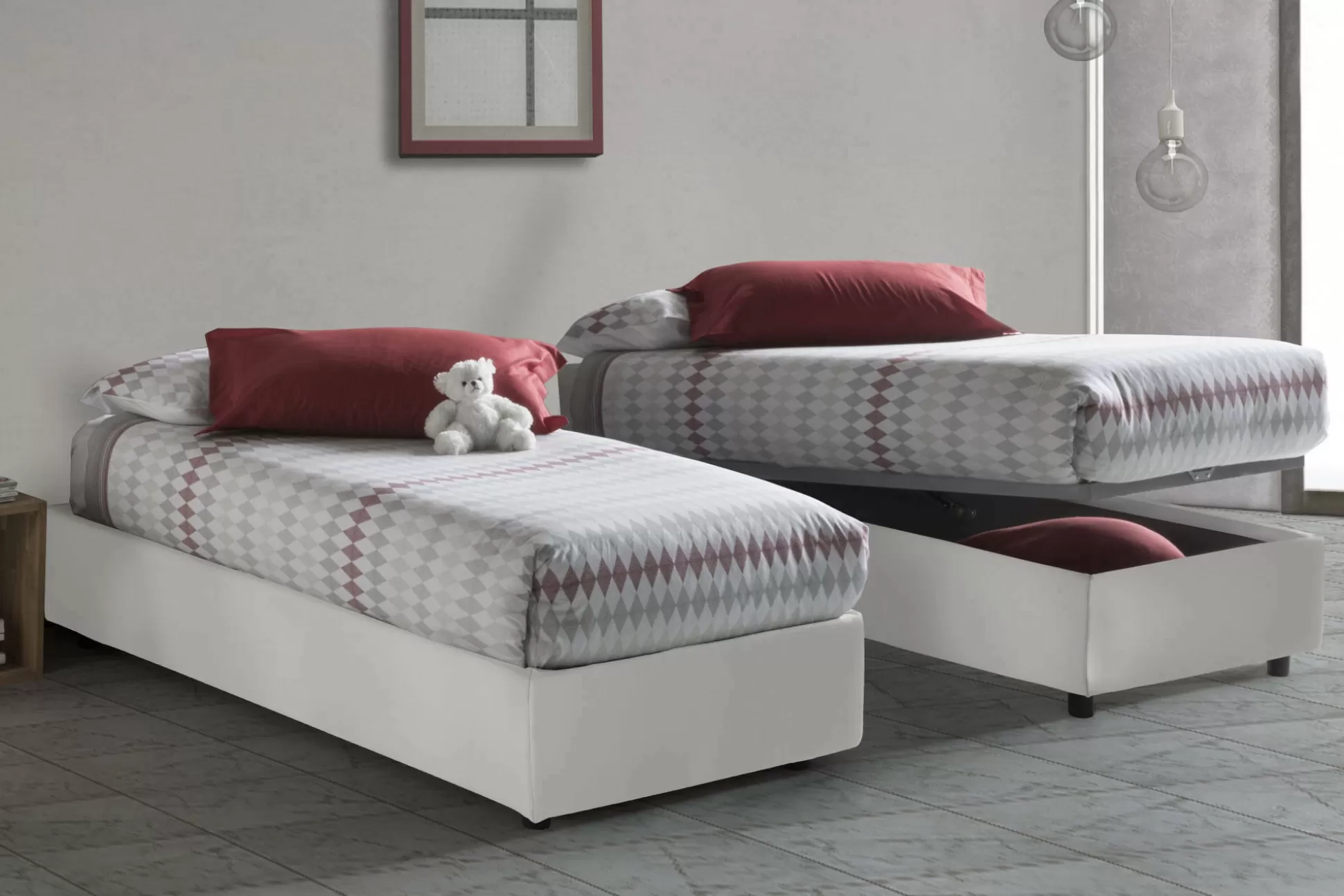 Dmora Letti Singoli<Letto singolo Richilde, con materasso Cm 90x200 incluso,