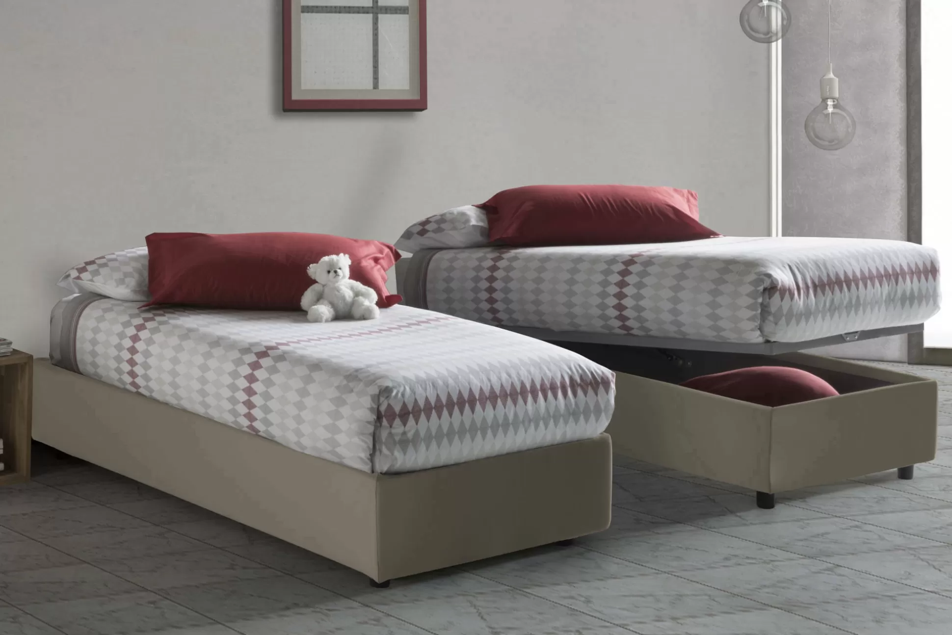 Dmora Letti Singoli<Letto singolo Richilde, con materasso Cm 90x200 incluso,