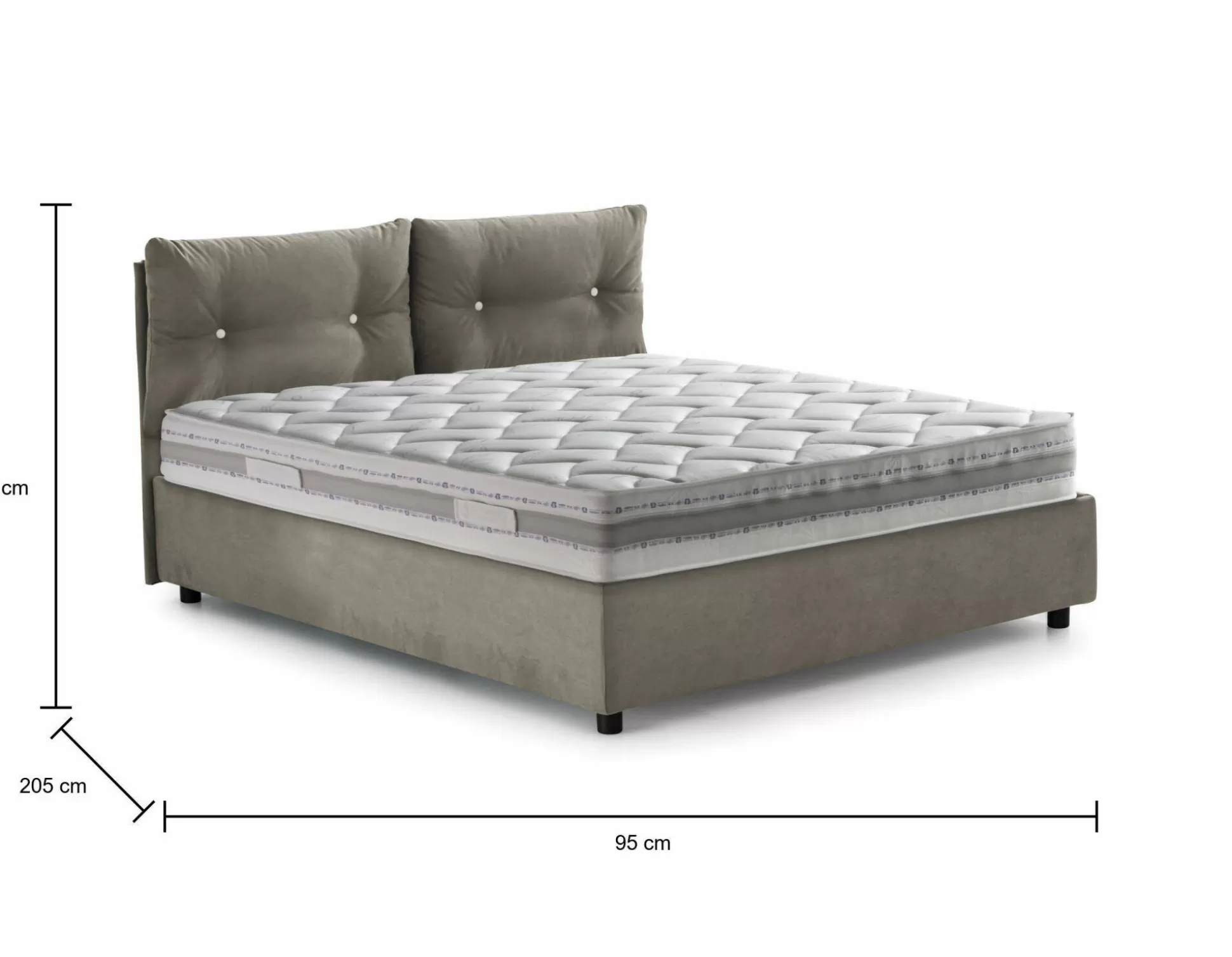 Dmora Letti Singoli<Letto singolo Sabazia, con materasso Cm 80x190 incluso,