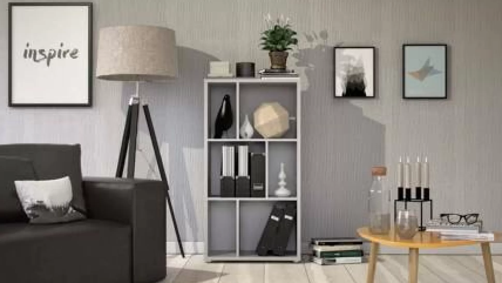 Dmora Librerie<Libreria a due ripiani con scomparti, colore , cm 61 x 117 x 33