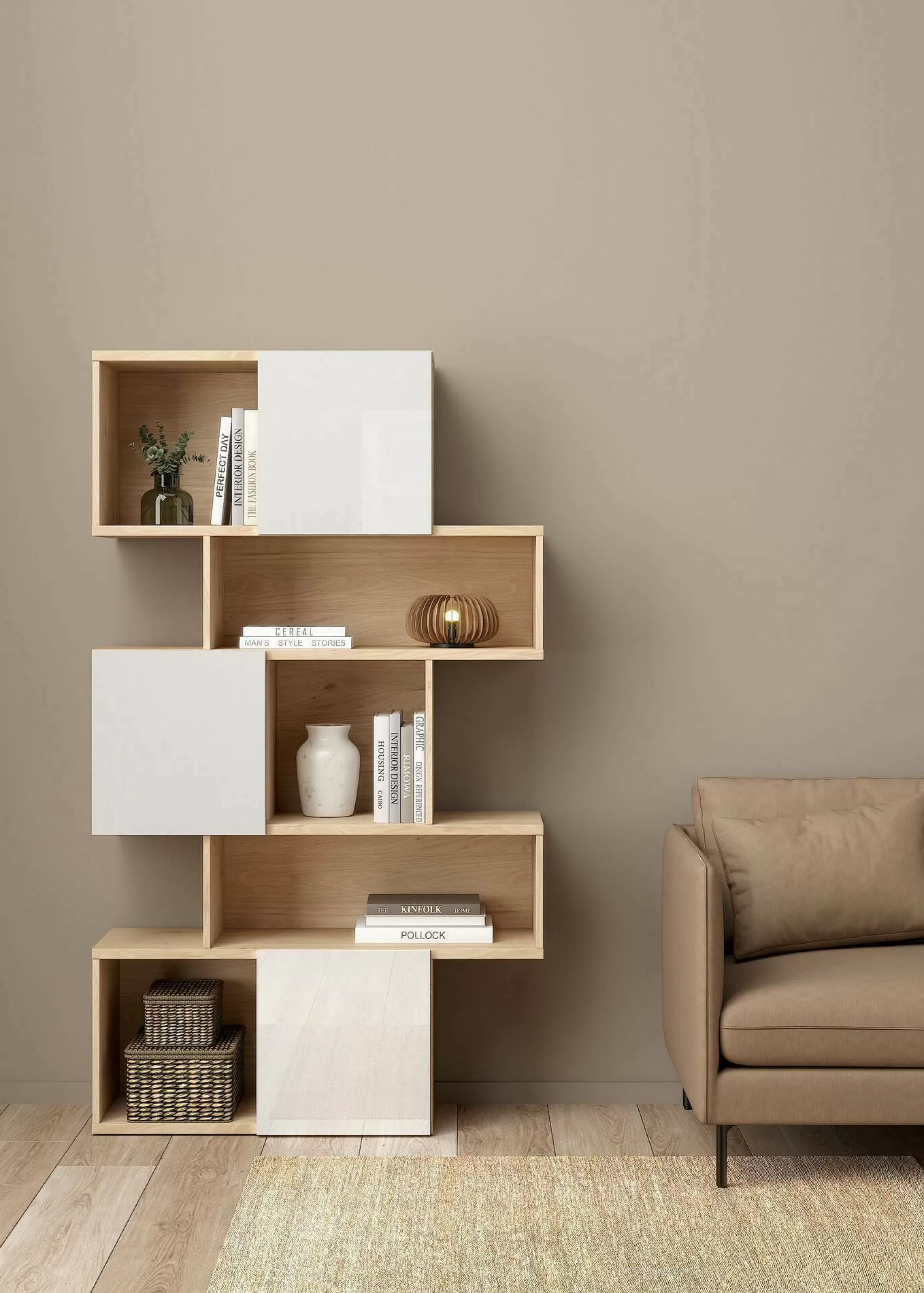 Dmora Librerie<Libreria Acetosella, 32x96 h166 cm, Rovere e Bianco