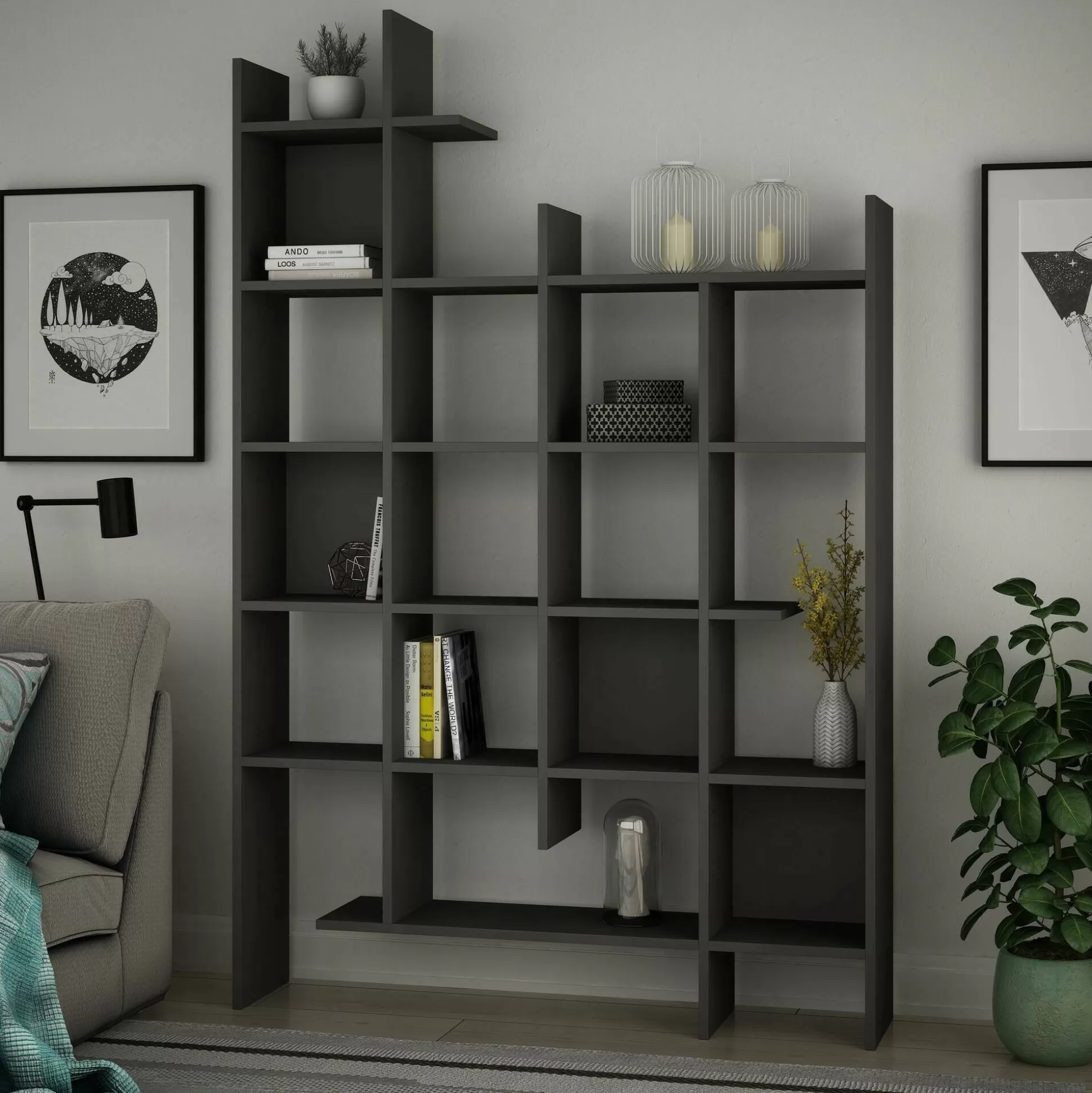 Dmora Librerie<Libreria Achela, 122x26h188 cm,