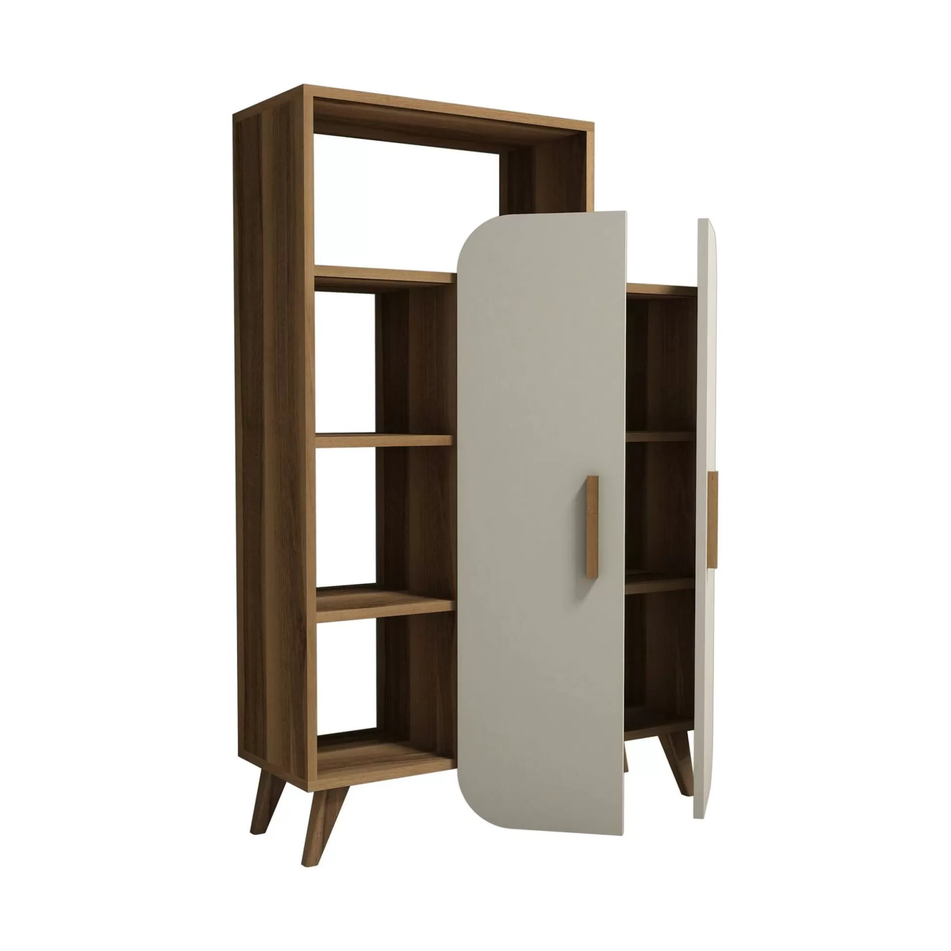 Dmora Librerie<Libreria Agni, 90x32 h132 cm, Noce e Crema