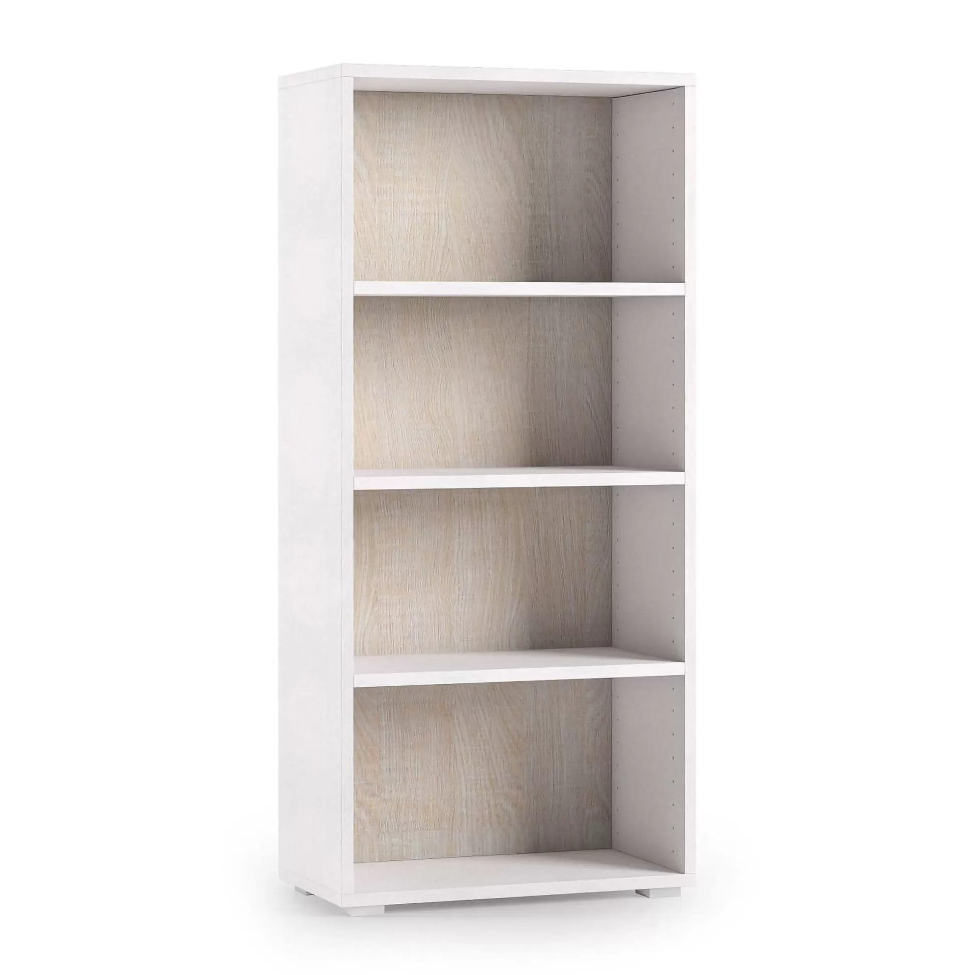 Dmora Librerie<Libreria Aky, 60x30h130 cm, Bianco e Rovere