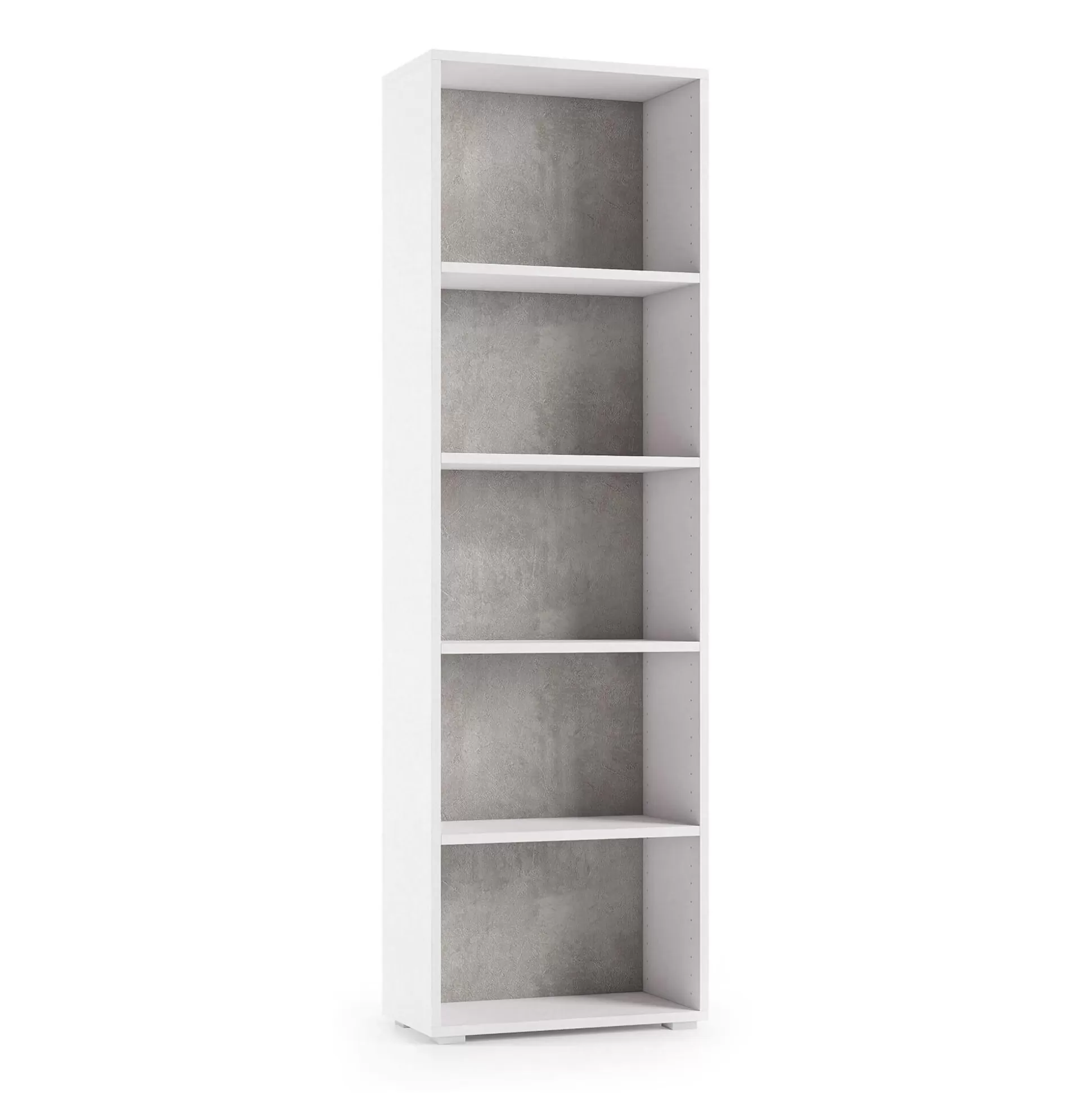 Dmora Librerie<Libreria Allevien, 60x30h195 cm, Bianco e Cemento