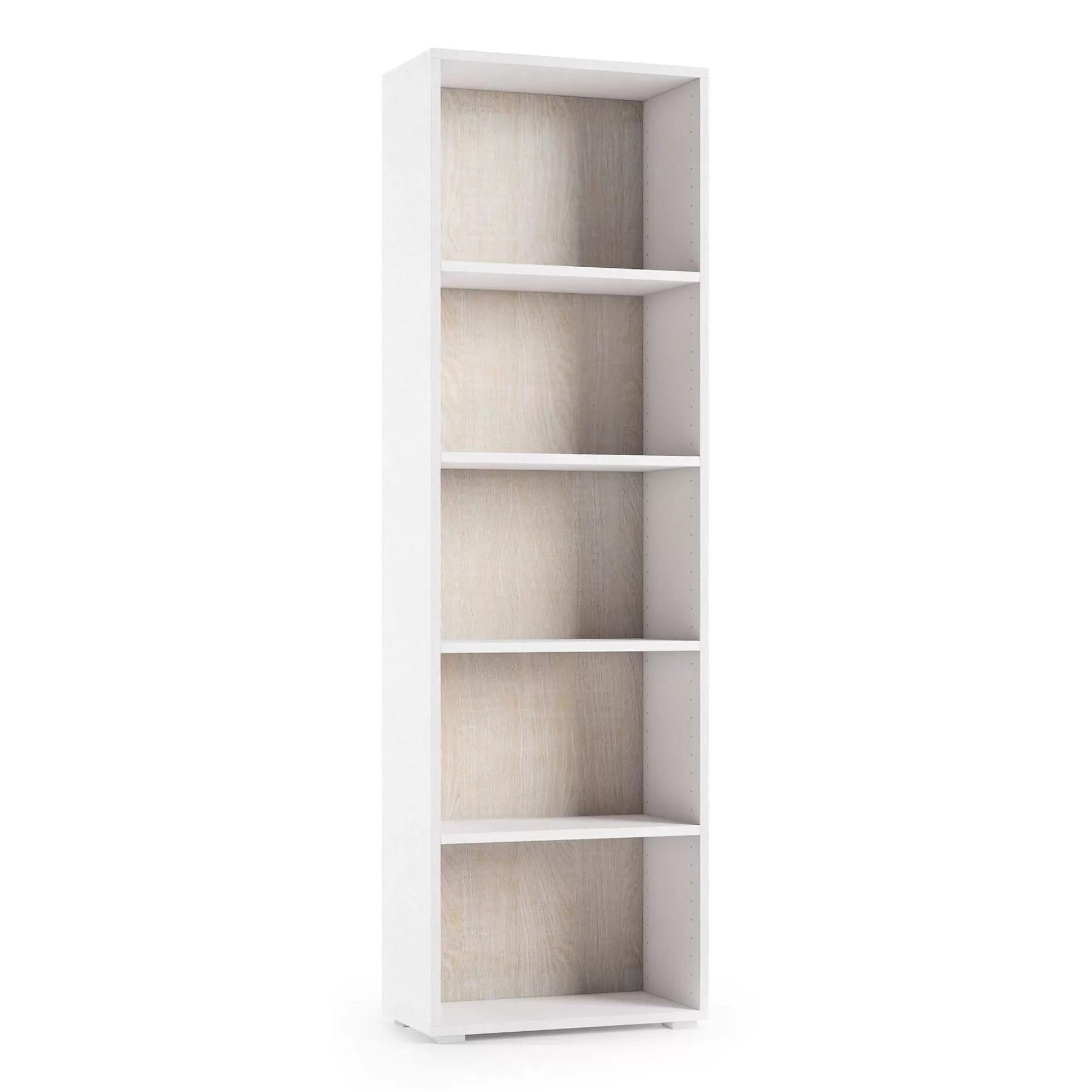 Dmora Librerie<Libreria Allevien, 60x30h195 cm, Bianco e Rovere