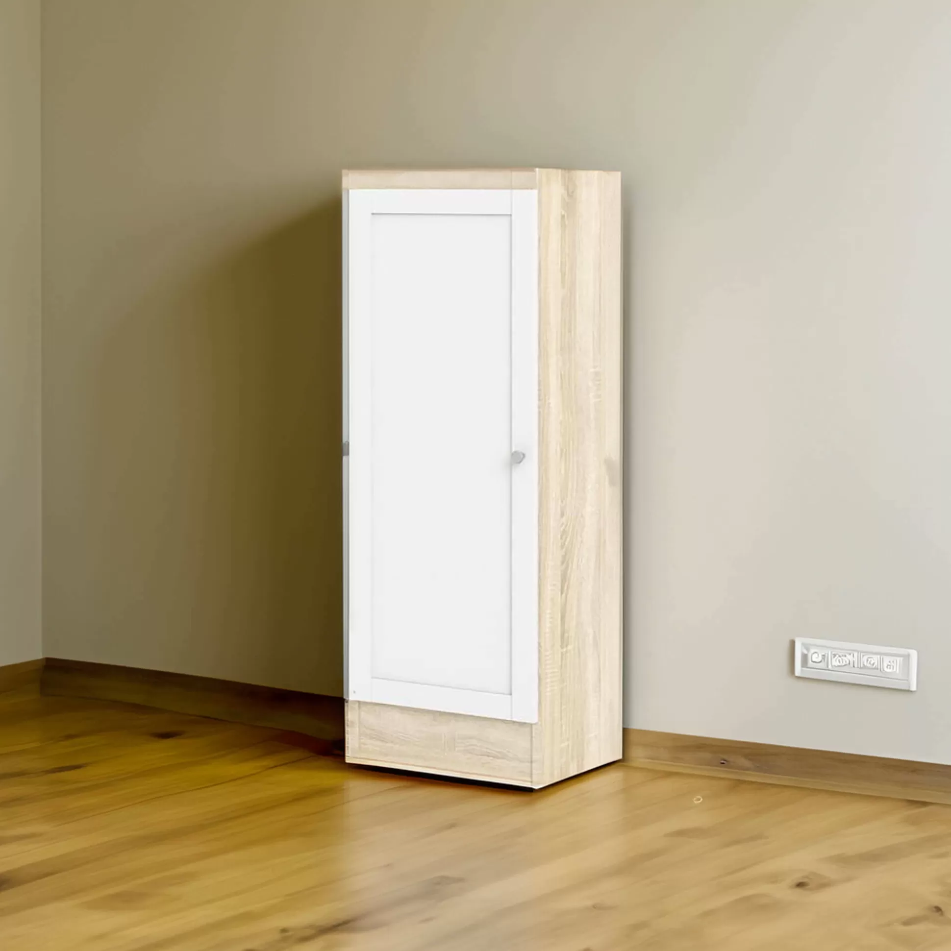 Dmora Librerie<Libreria Amedee, 28x41 h107 cm, Quercia e Bianco