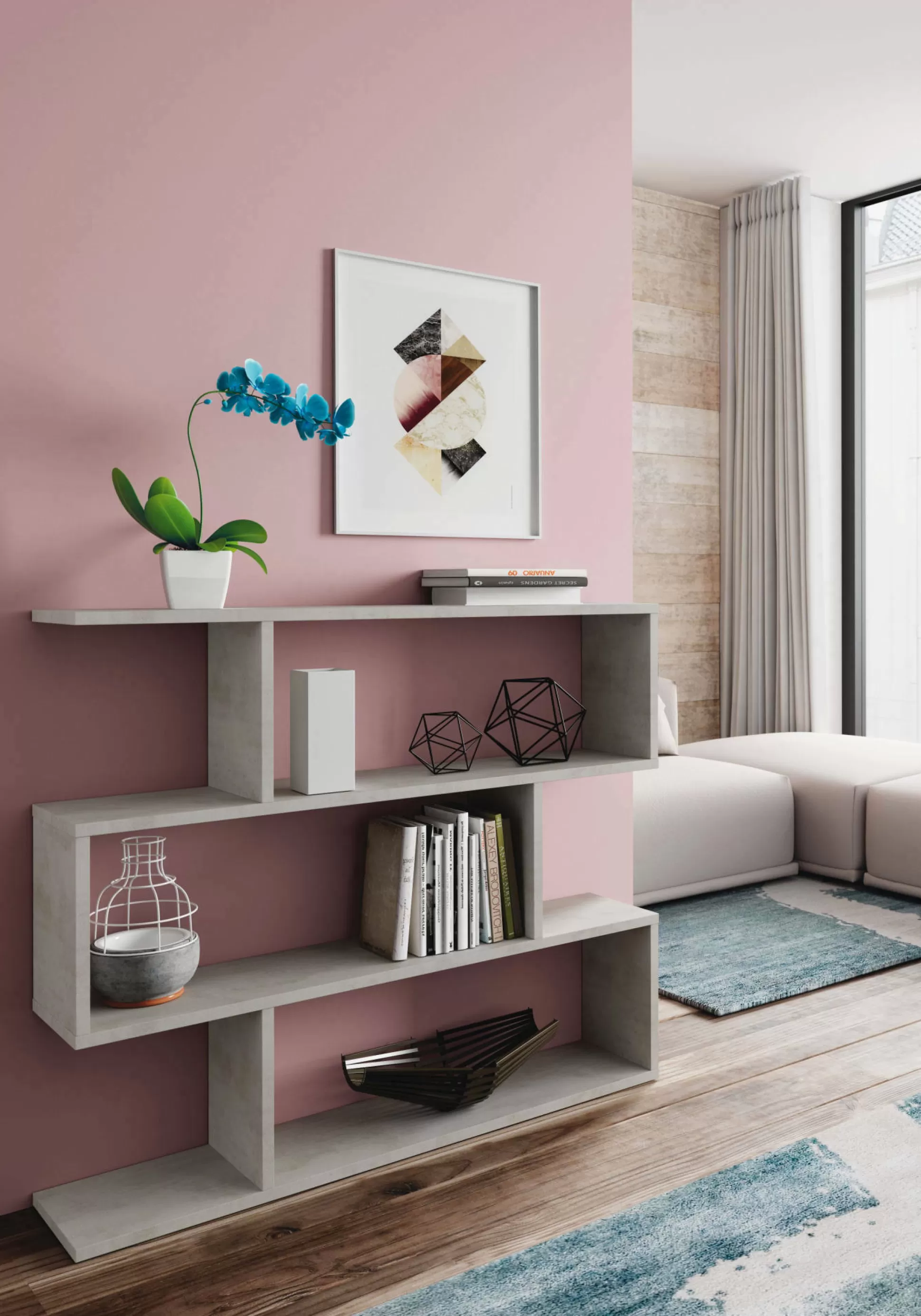 Dmora Librerie<Libreria Amerigo, 110x24h97 cm, Grigio