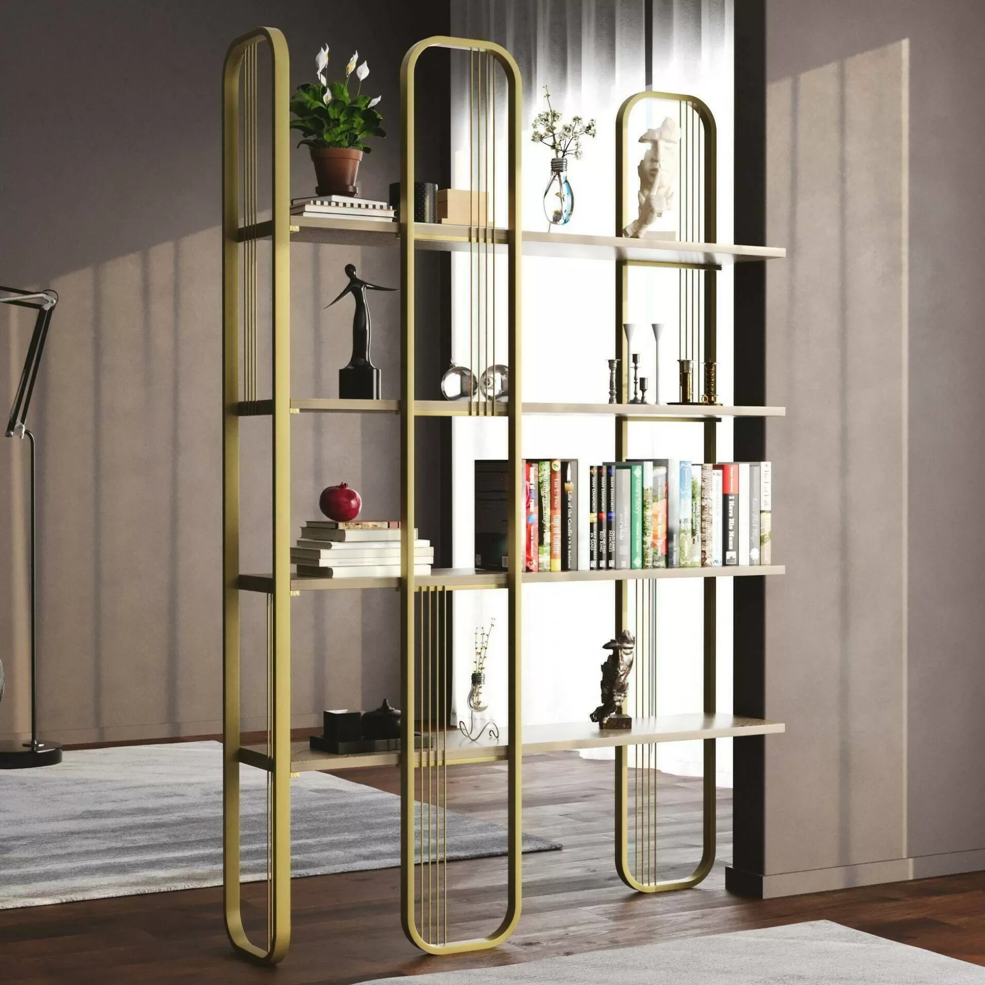Dmora Librerie<Libreria Angylla, 125x28h180 cm, Giallo