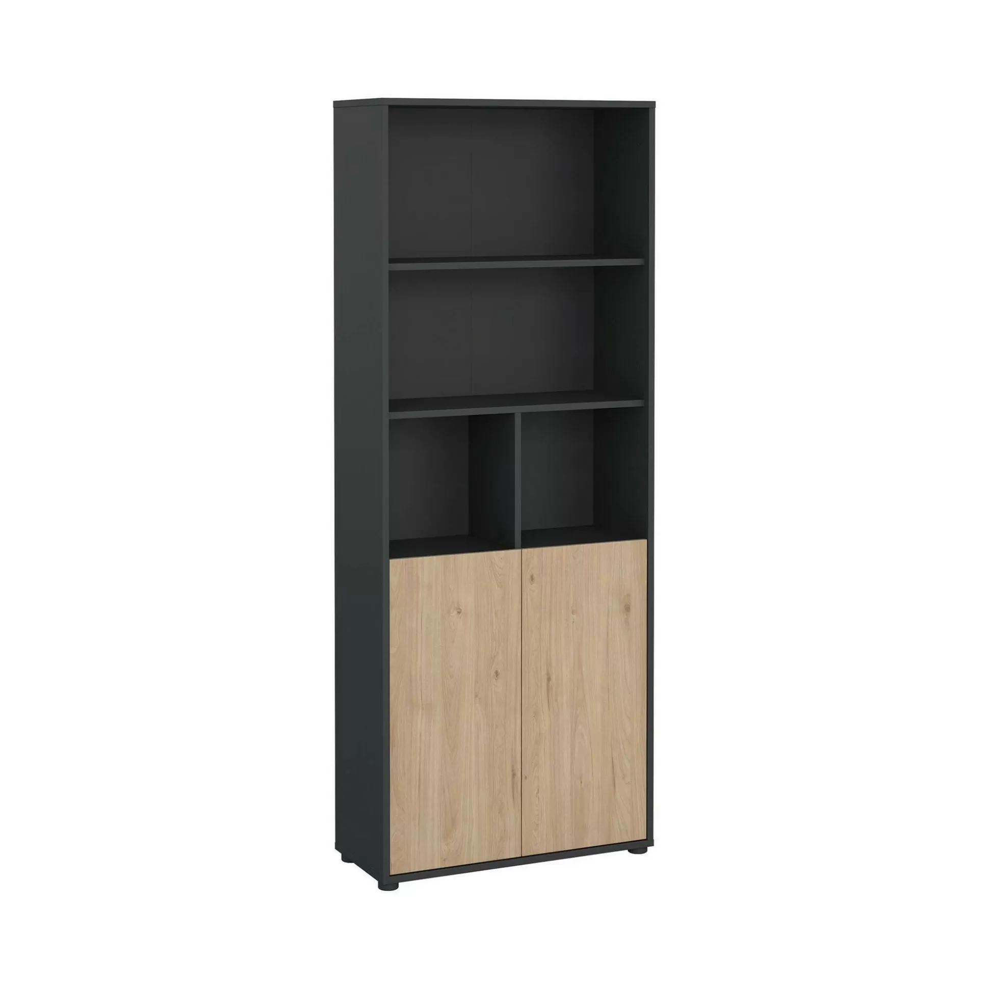 Dmora Librerie<Libreria Arancio, 34x80 h205 cm, Rovere e Grigio