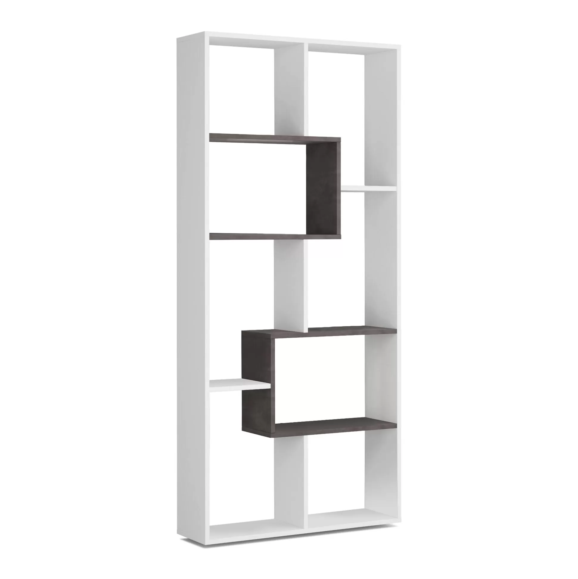 Dmora Librerie<Libreria Arconnor, 80x25h180 cm, Bianco e Ossido
