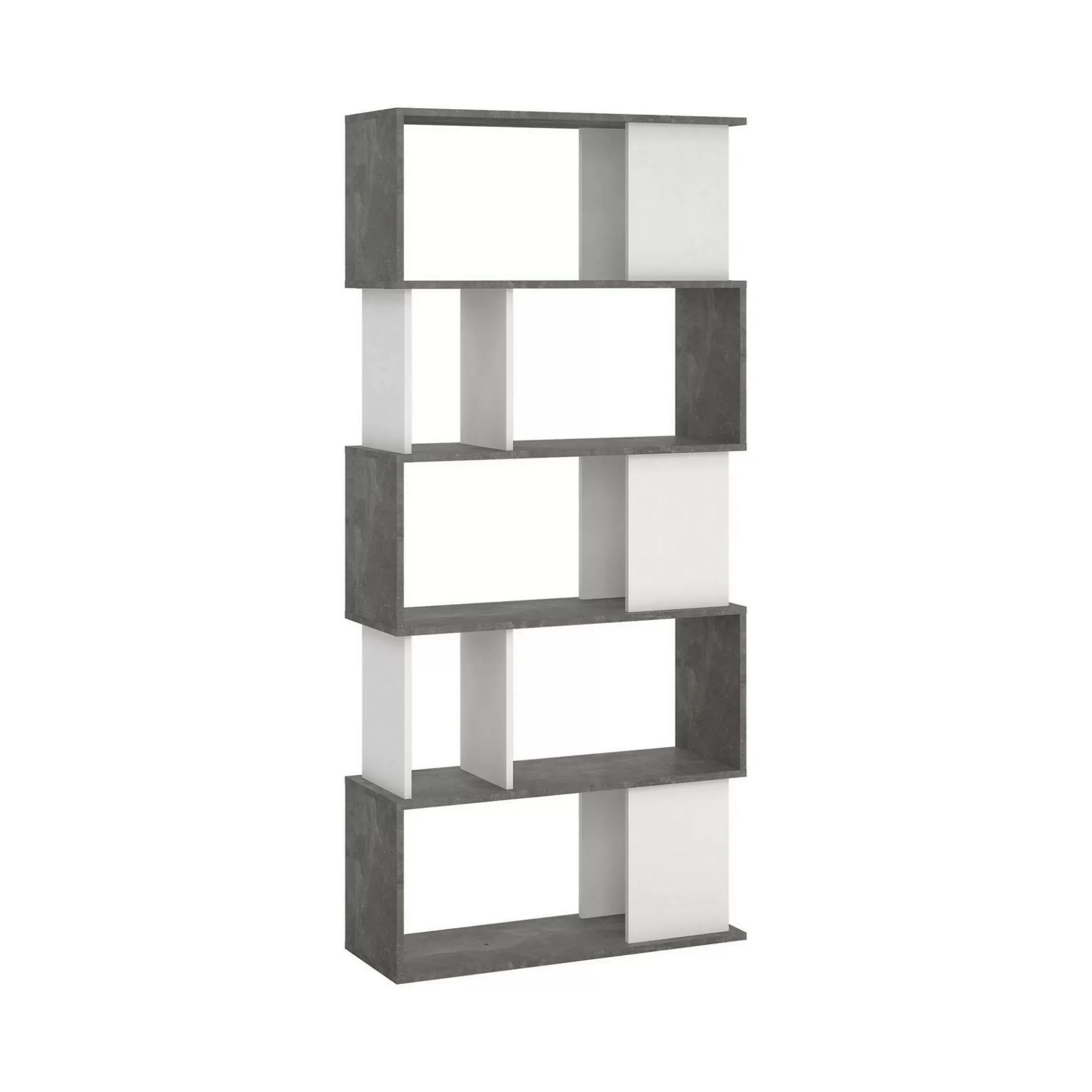 Dmora Librerie<Libreria Arg, 80x30 h175 cm, Cemento e Bianco
