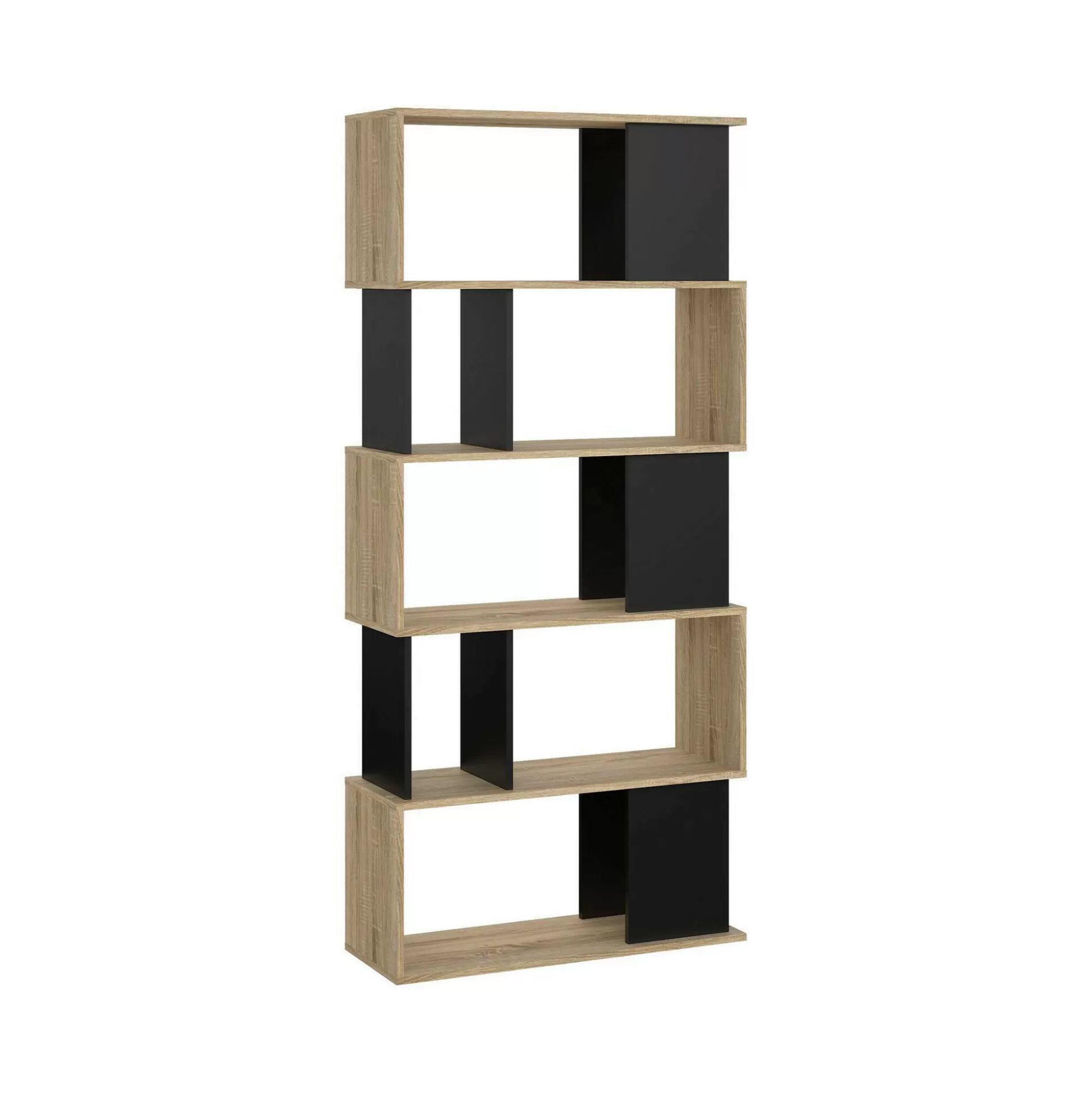 Dmora Librerie<Libreria Arg, 80x29 h175 cm, Quercia e Nero