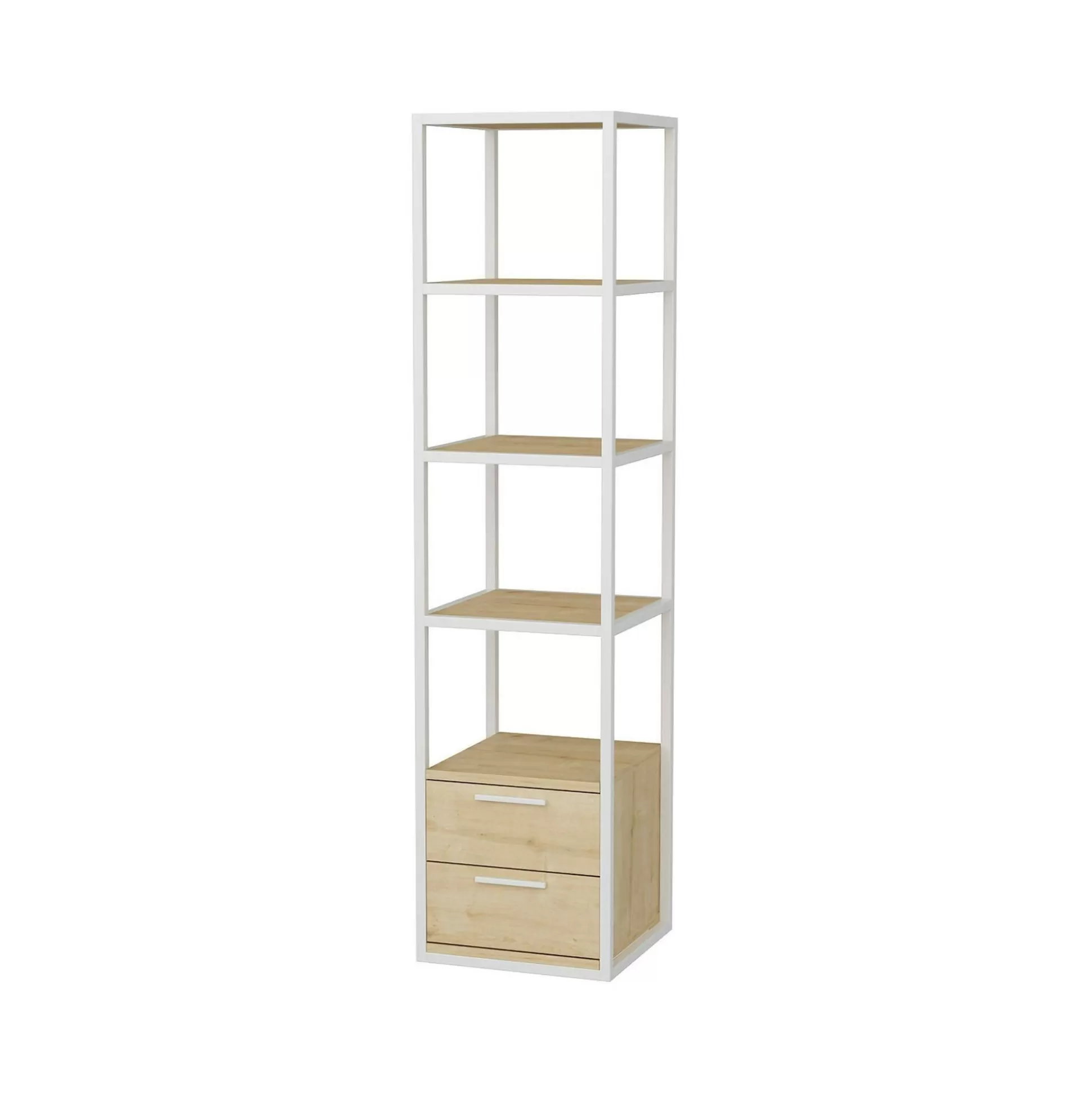 Dmora Librerie<Libreria Arsim, 39x39h169 cm, Bianco e Rovere