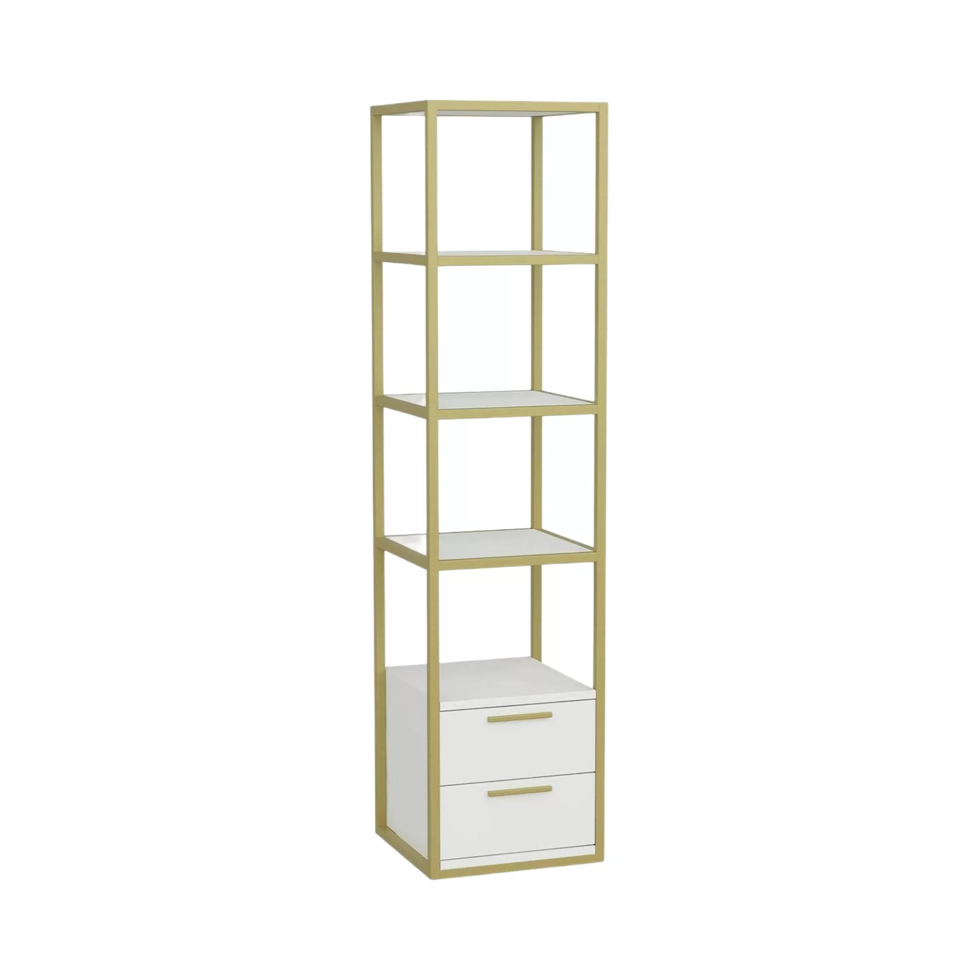 Dmora Librerie<Libreria Arsim, 39x39h169 cm, Oro e Bianco