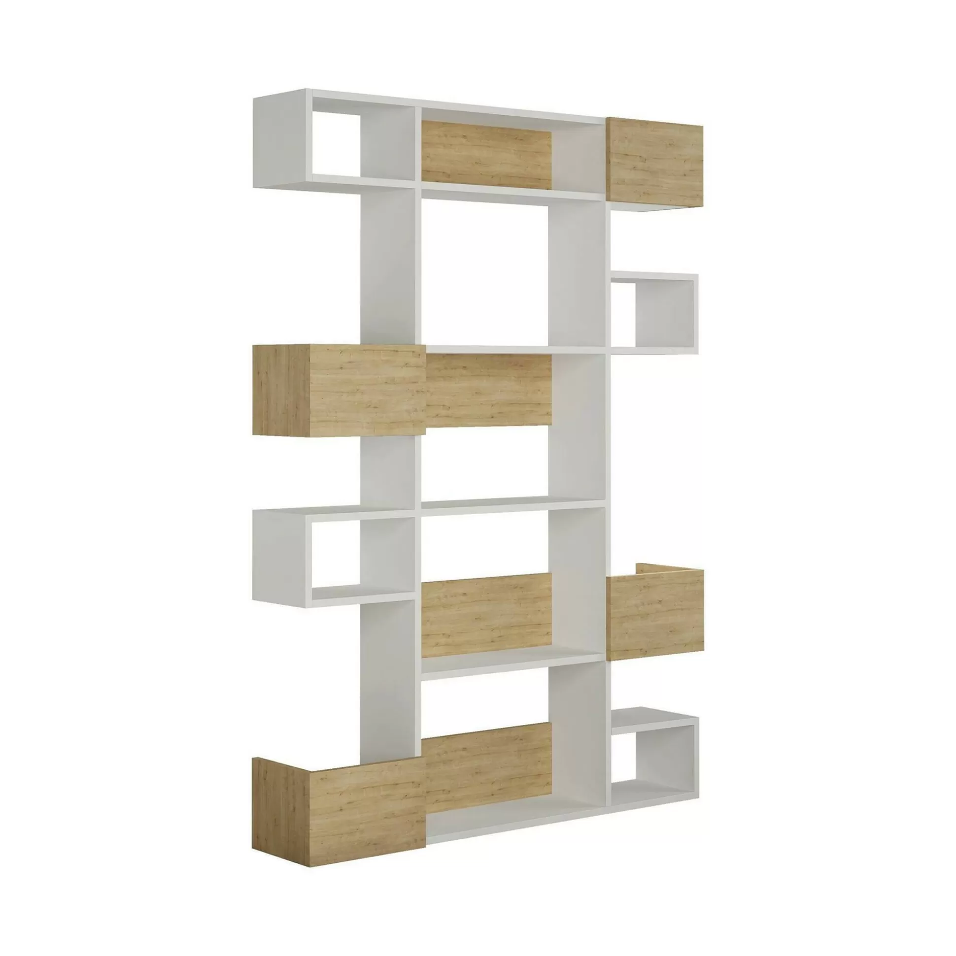 Dmora Librerie<Libreria Artich, 120x25h171 cm, Bianco e Rovere
