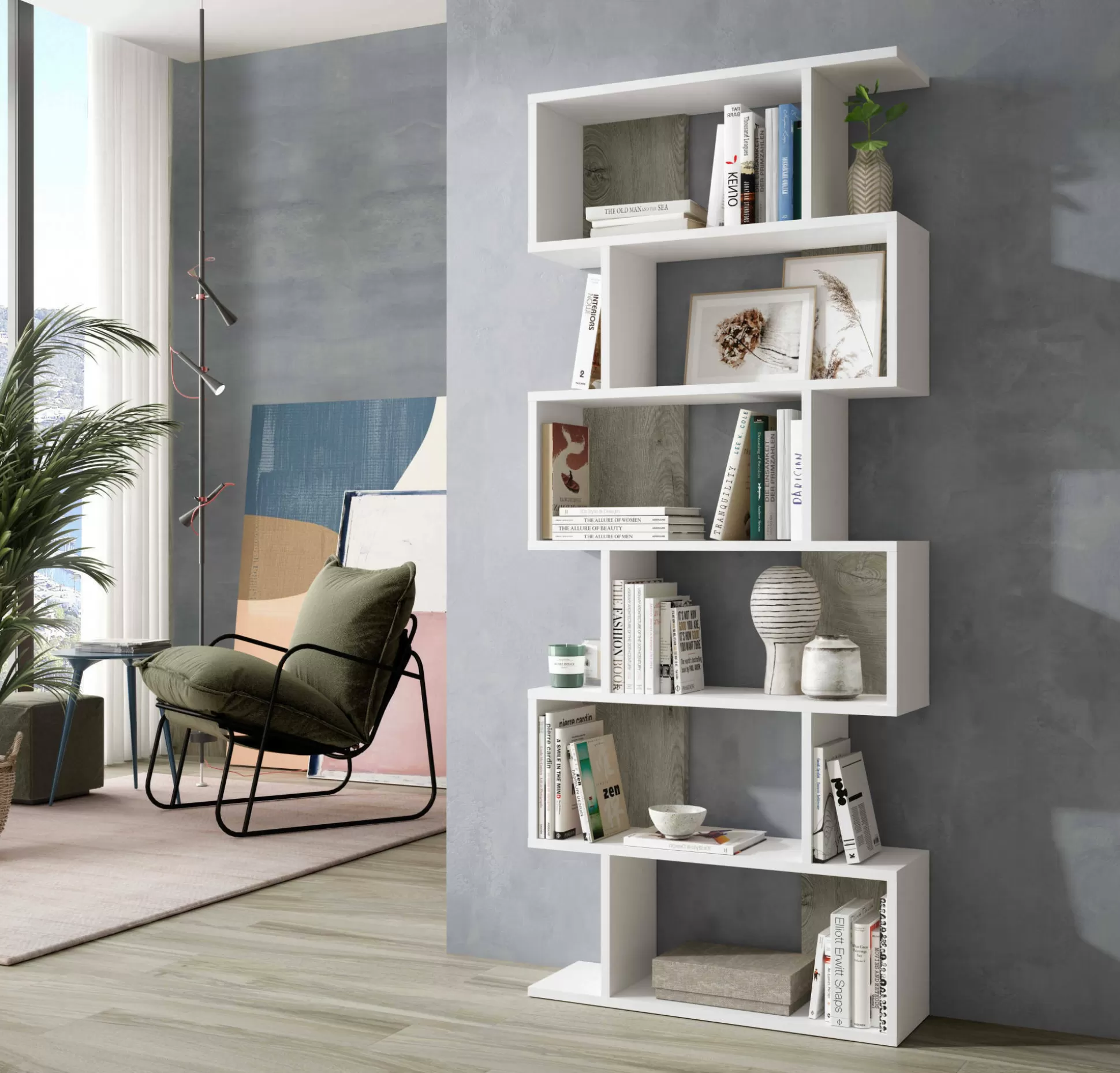 Dmora Librerie<Libreria Ataman, 80x25h192 cm, Bianco e Rovere