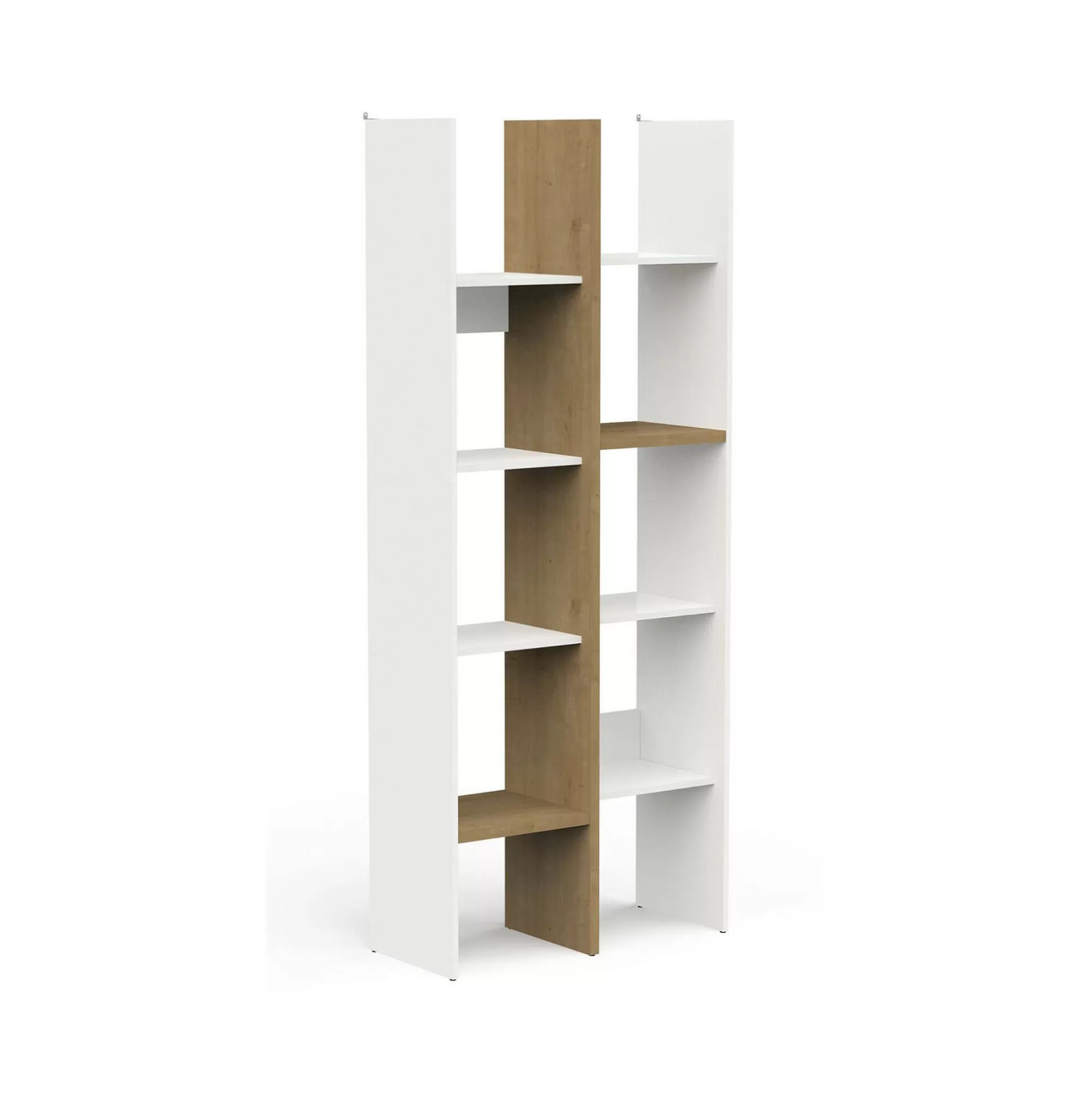 Dmora Librerie<Libreria Badia, 76x33 h183 cm, Rovere e Bianco