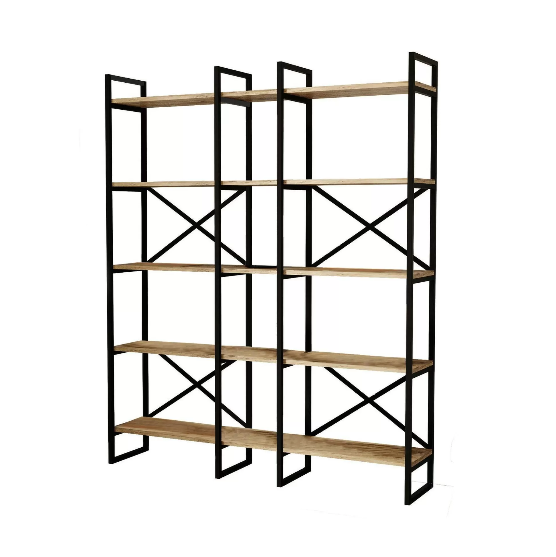 Dmora Librerie<Libreria Berna, 144x30h175 cm, Quercia e Nero