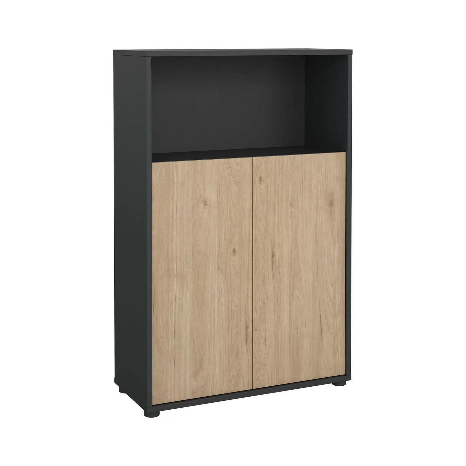 Dmora Librerie<Libreria Canossa, 34x80 h124 cm, Rovere e Grigio