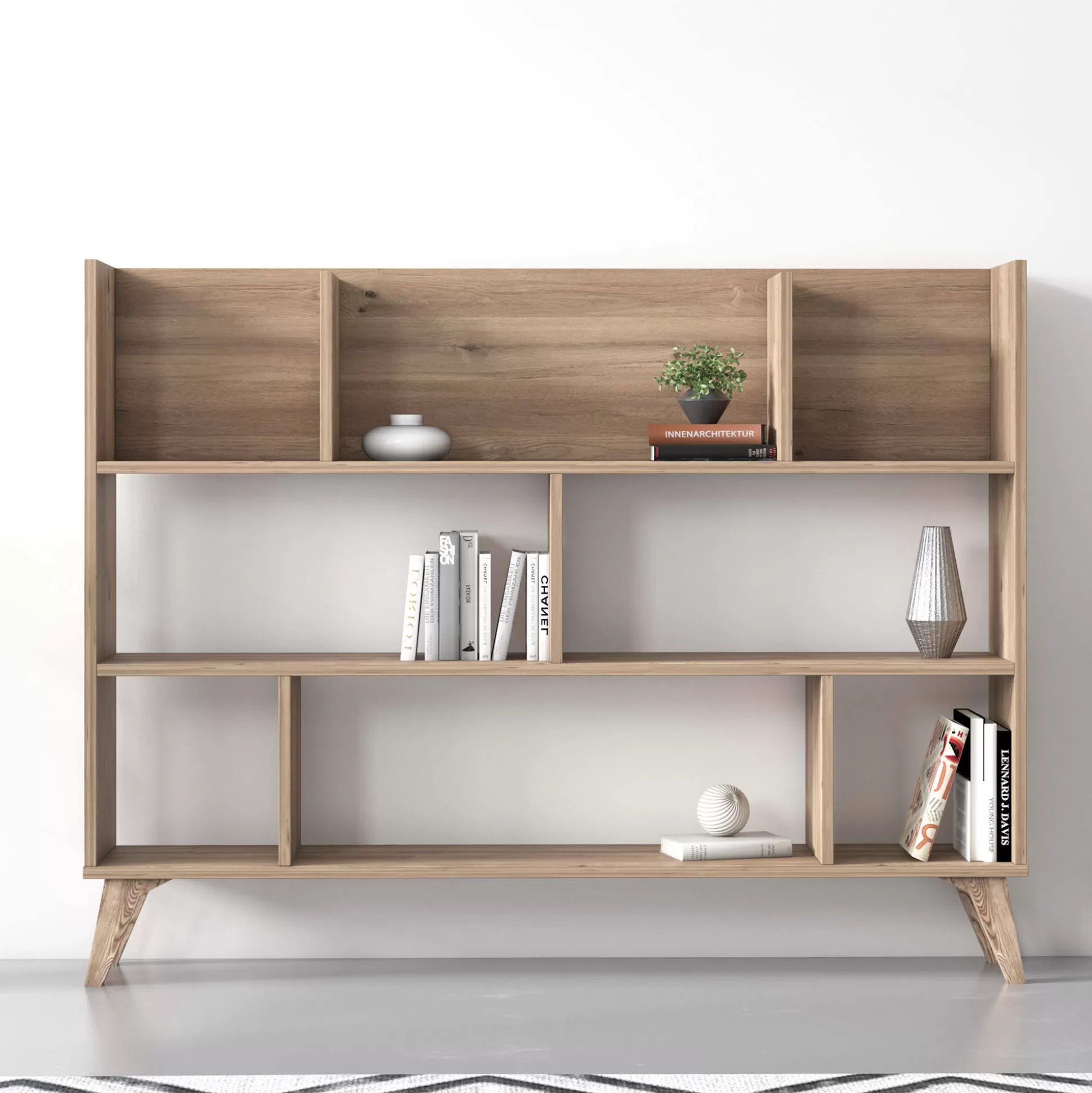 Dmora Librerie<Libreria con otto vani aperti, cm 139,60 x 25 x 106, colore