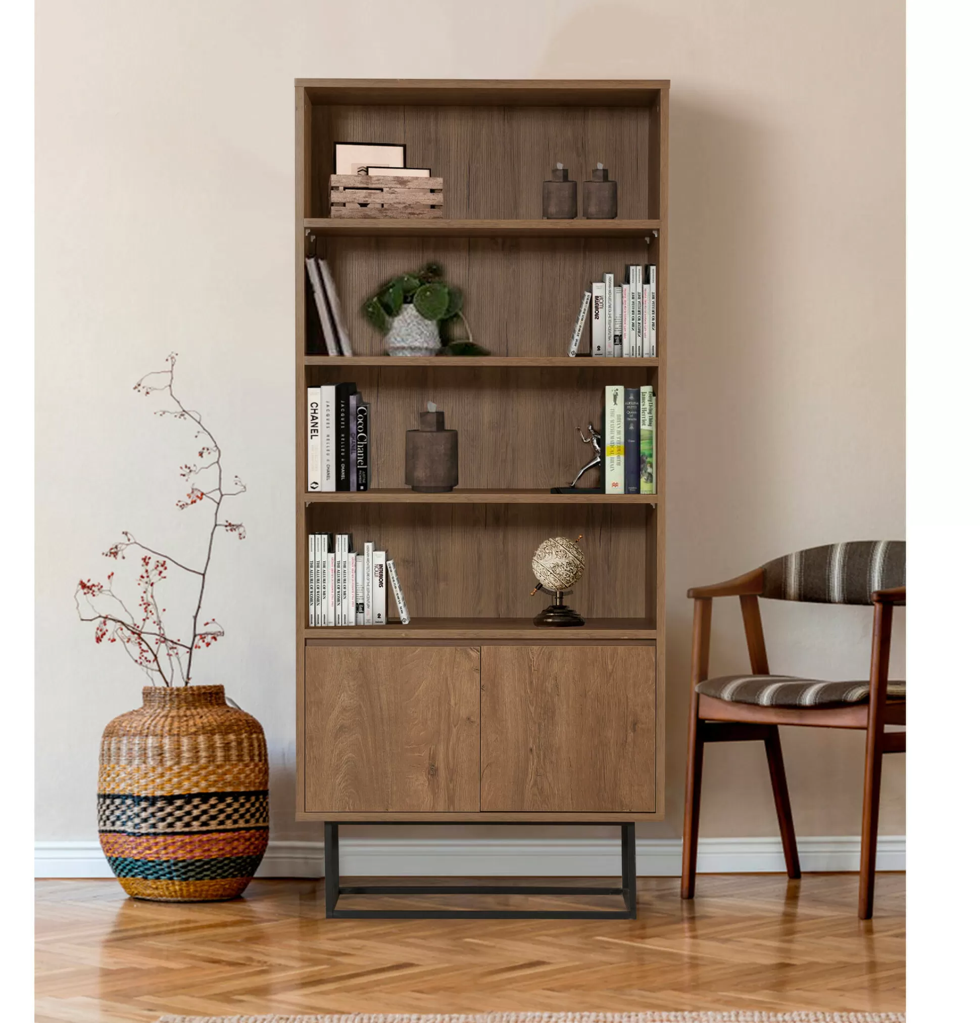 Dmora Librerie<Libreria Dbozhana, 80x36h182 cm, Noce e Nero