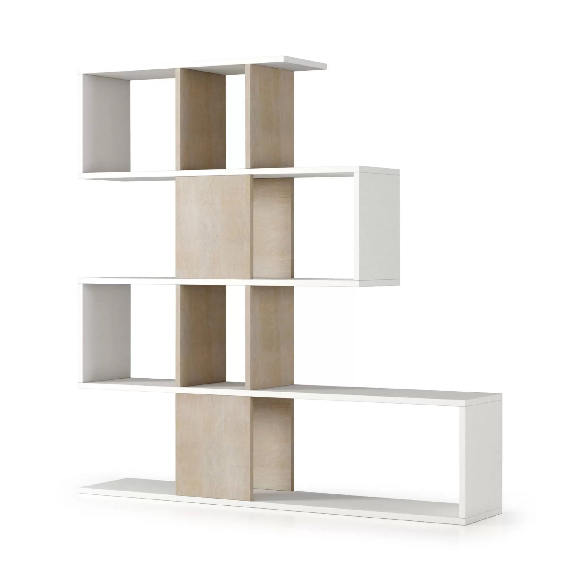 Dmora Librerie<Libreria Dfav, 145x29h145 cm, Bianco e Rovere