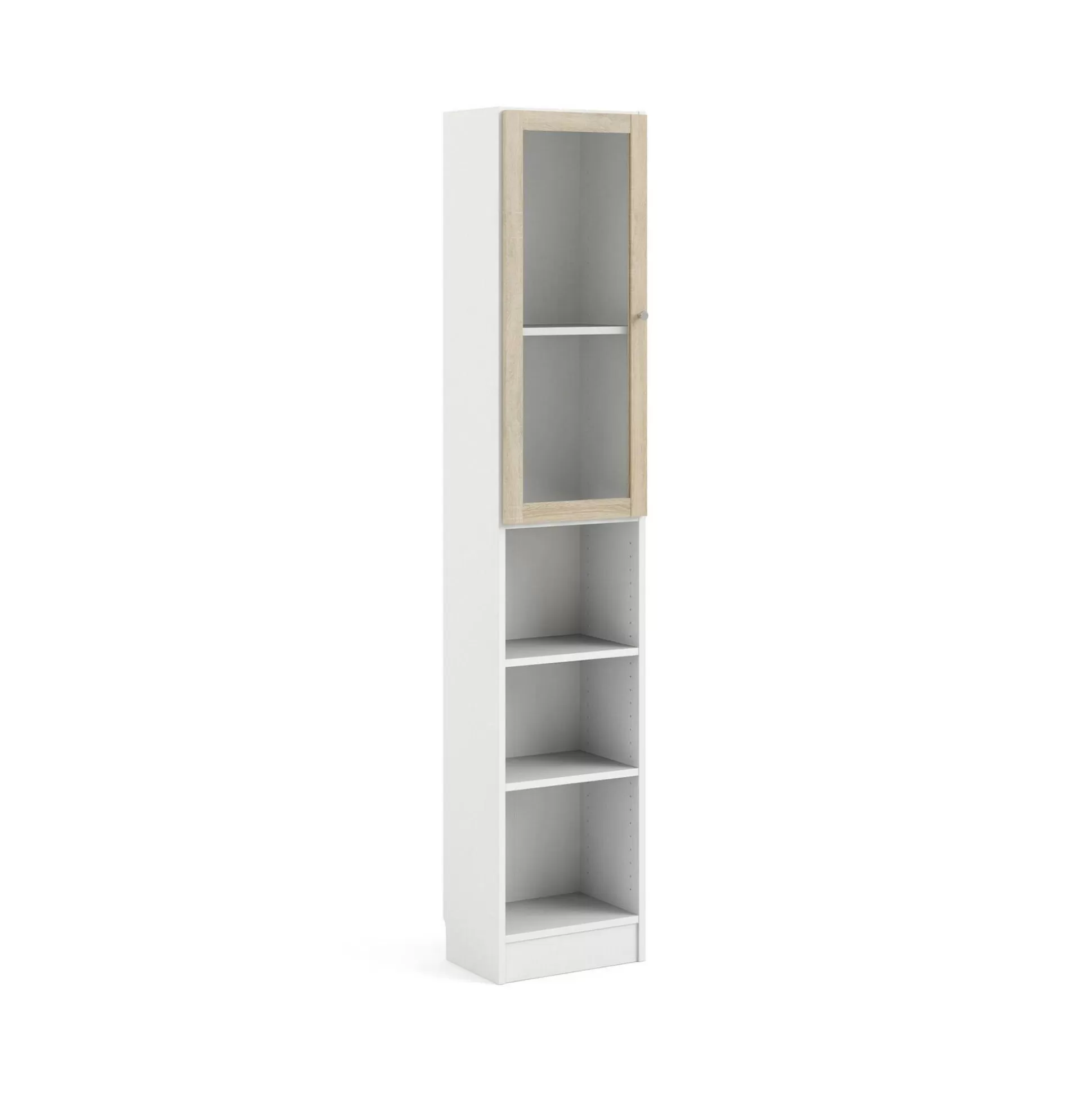 Dmora Librerie<Libreria Dsitu, 28x41 h203 cm, Bianco e Quercia