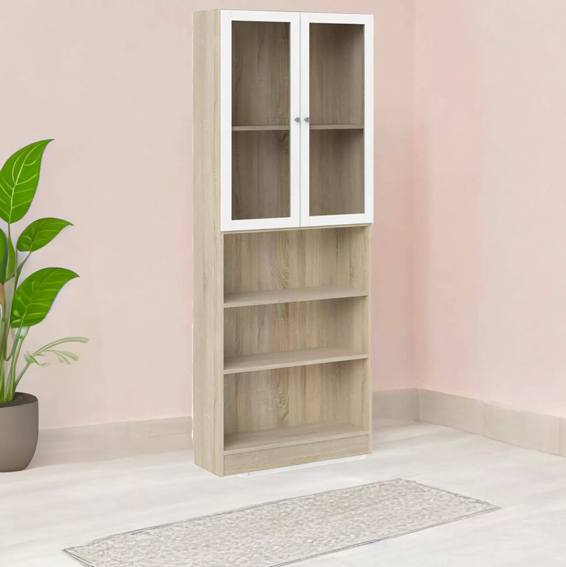 Dmora Librerie<Libreria Dsmallin, 28x79 h203 cm, Quercia e Bianco