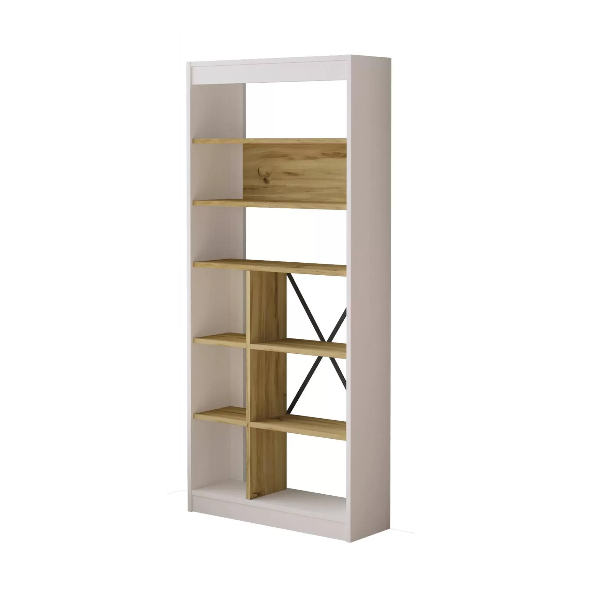 Dmora Librerie<Libreria Emong, 76x25 h170 cm, Quercia e Bianco