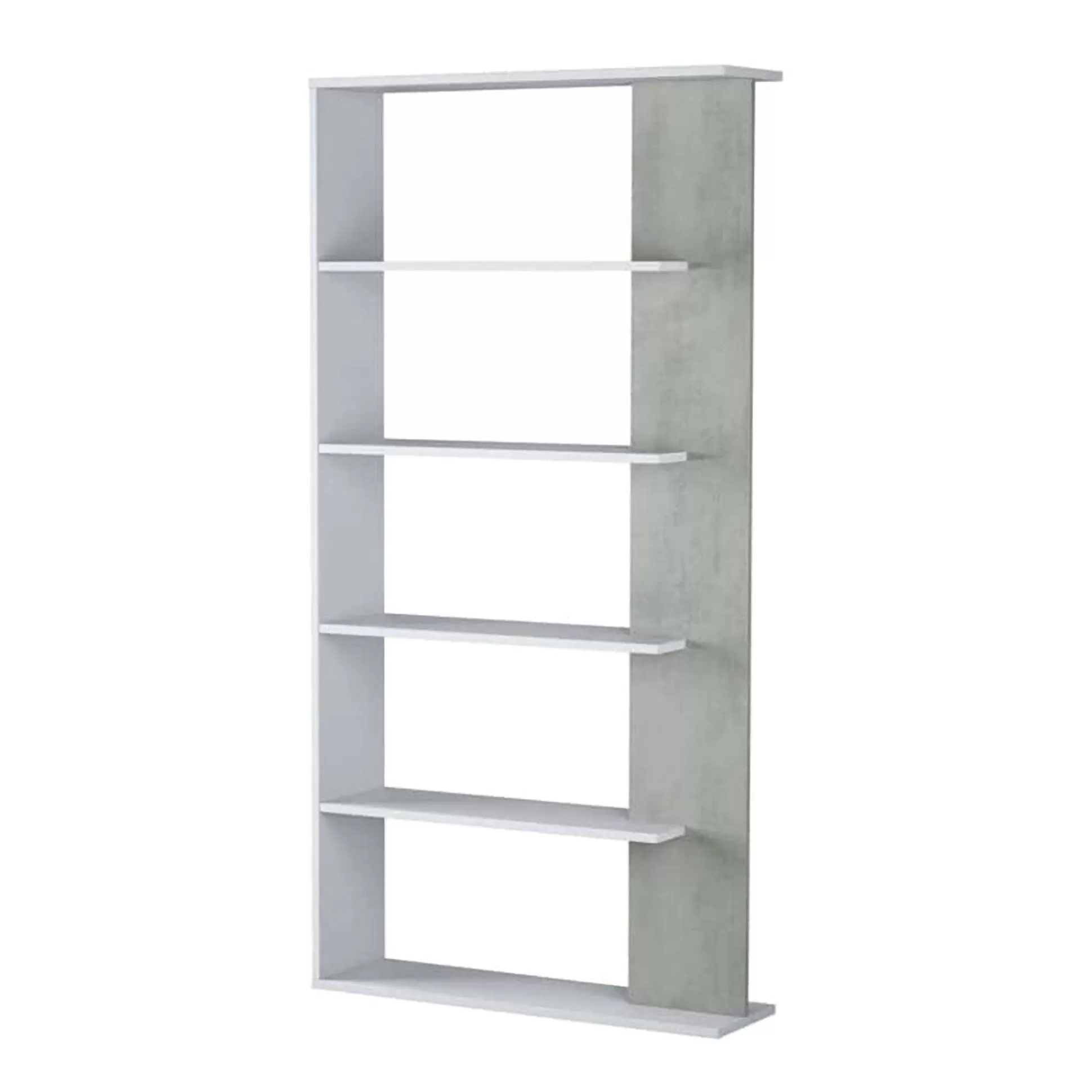 Dmora Librerie<Libreria Eolo, 90x25h180 cm, Bianco e Cemento