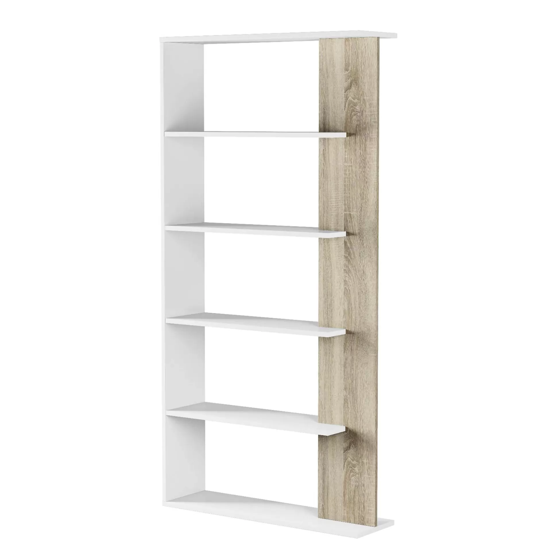 Dmora Librerie<Libreria Eolo, 90x25h180 cm, Bianco e Rovere