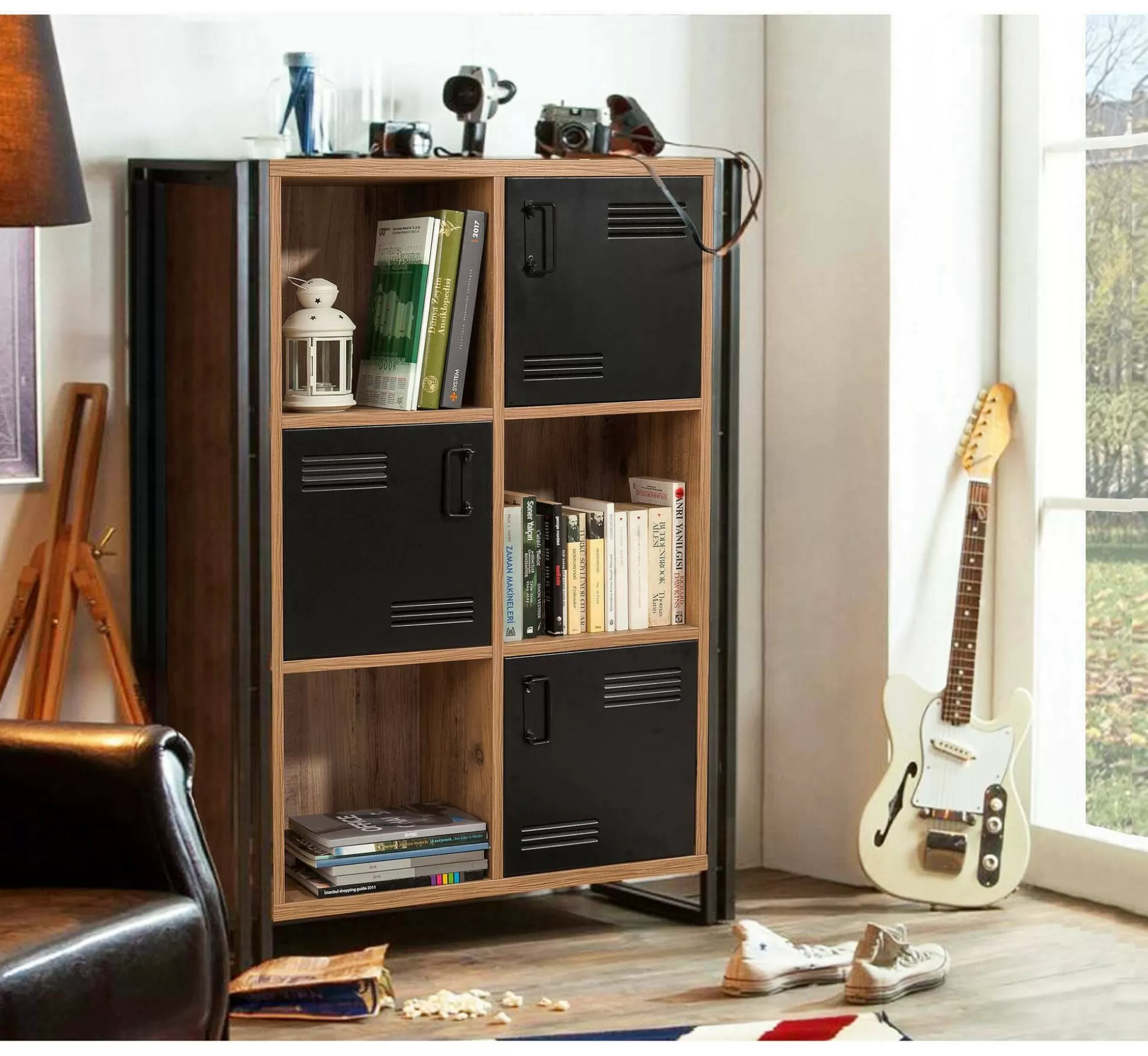 Dmora Librerie<Libreria Ercolina, Quercia e Nero, 89x35h127 cm