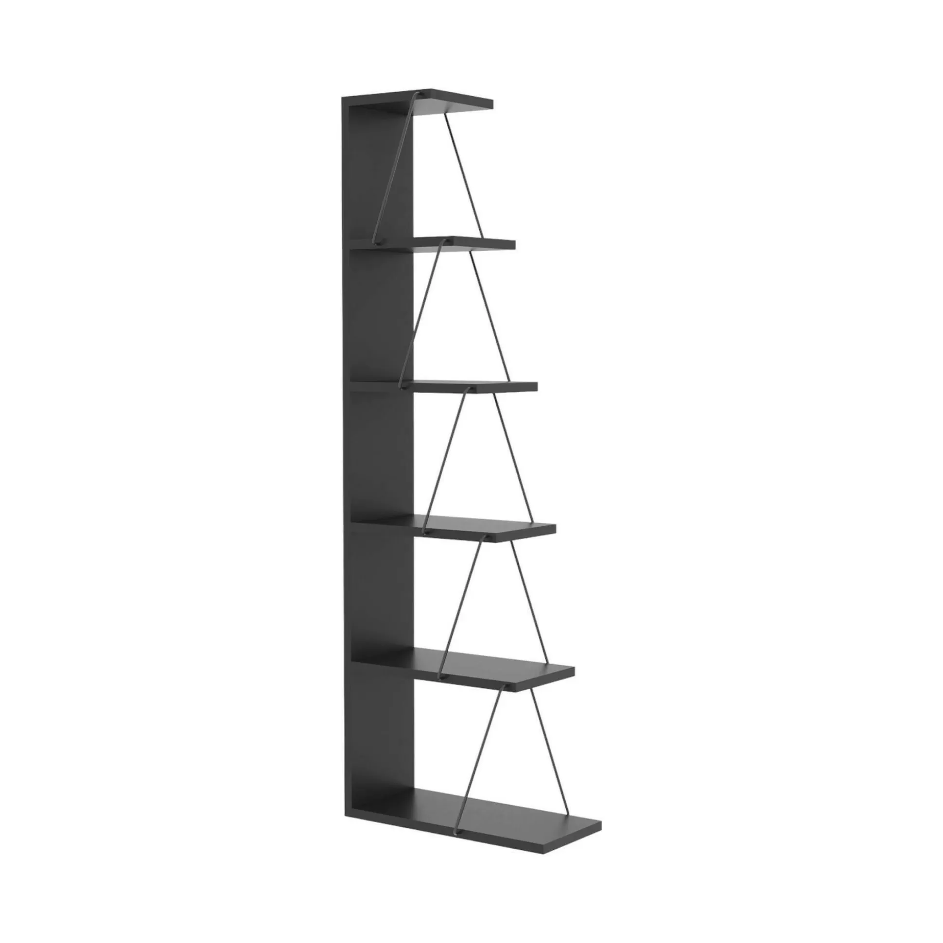 Dmora Librerie<Libreria Erminia, 50x22h150 cm, Antracite e Nero