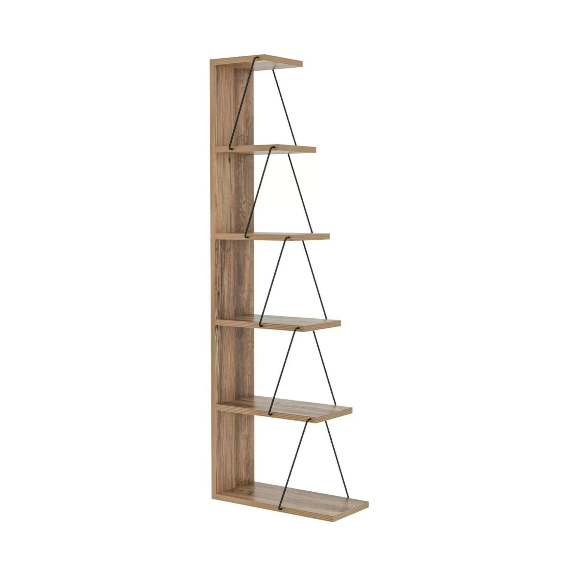Dmora Librerie<Libreria Erminia, 50x22h150 cm, Quercia e Nero
