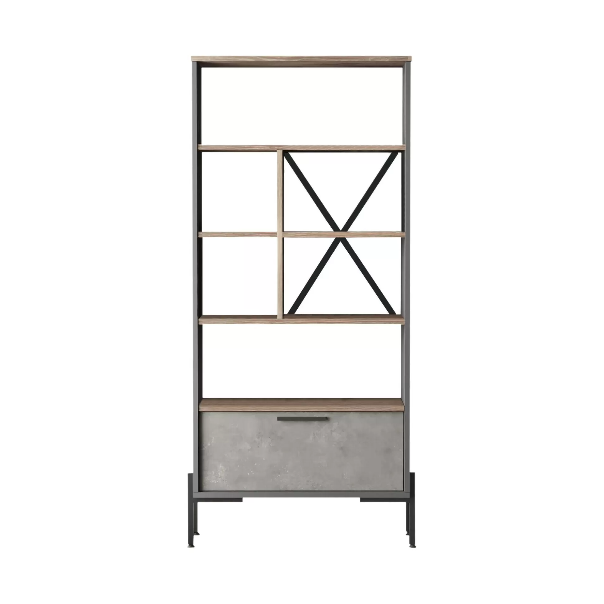 Dmora Librerie<Libreria Fabrice, 76x45 h161 cm, Marrone e Grigio
