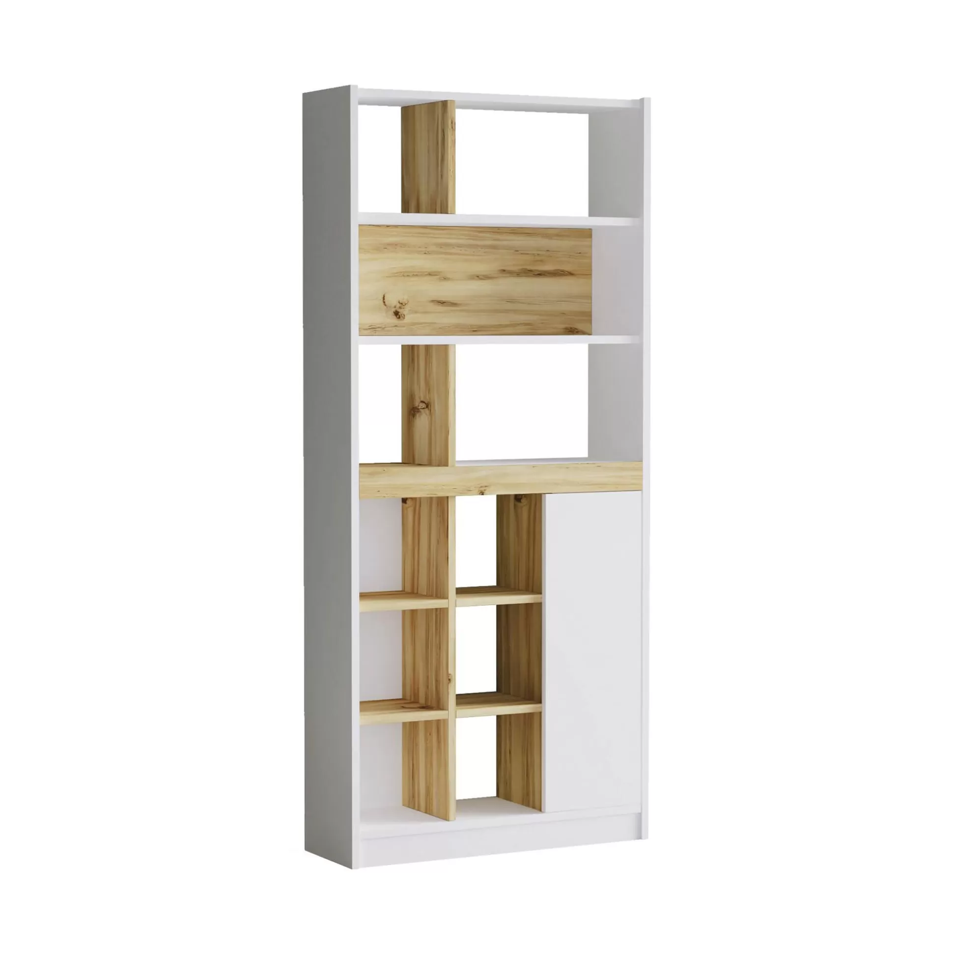 Dmora Librerie<Libreria Gaston, 76x25 h170 cm, Quercia e Bianco