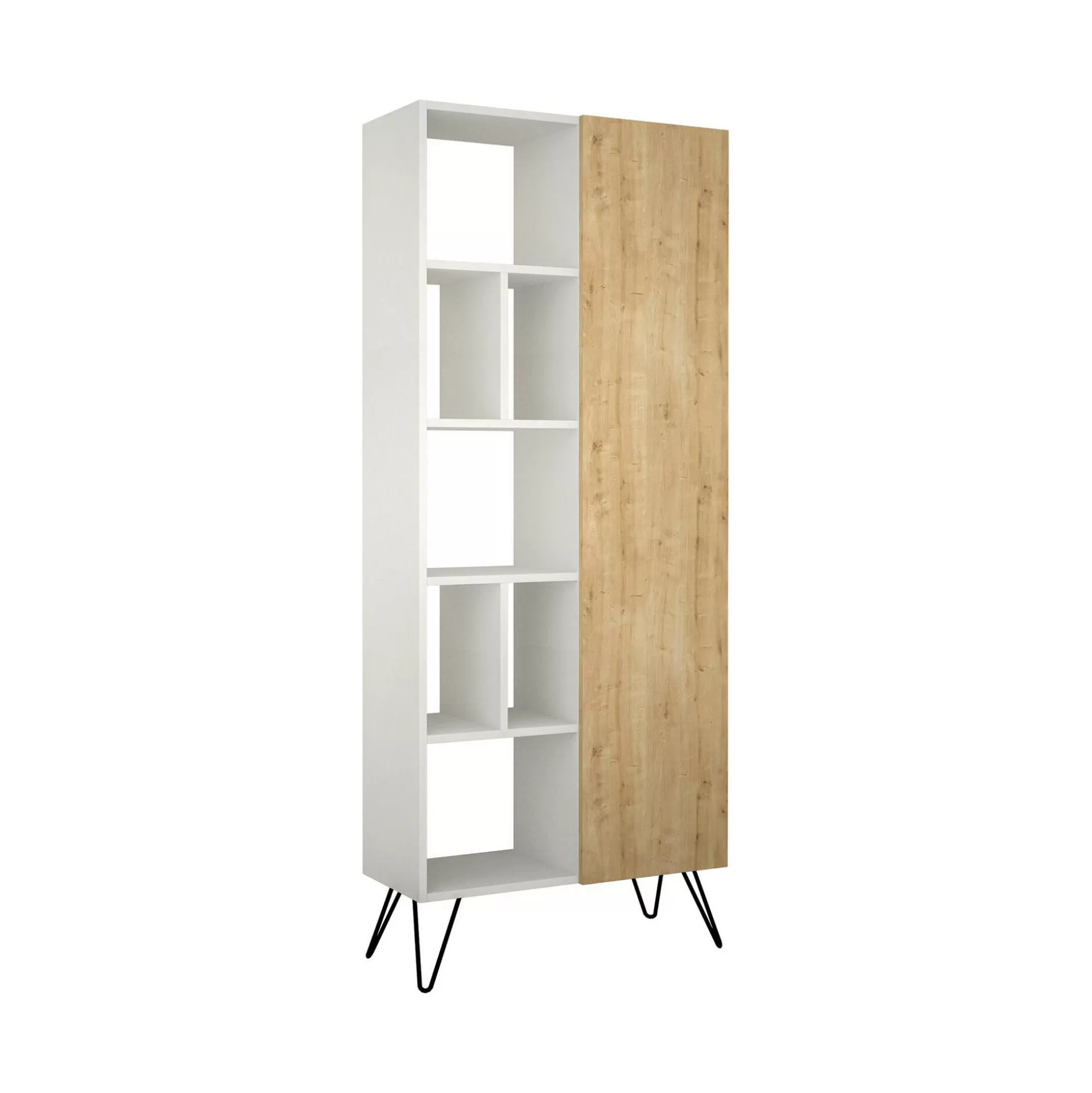 Dmora Librerie<Libreria Lince, 79x32 h190 cm, Bianco e Quercia
