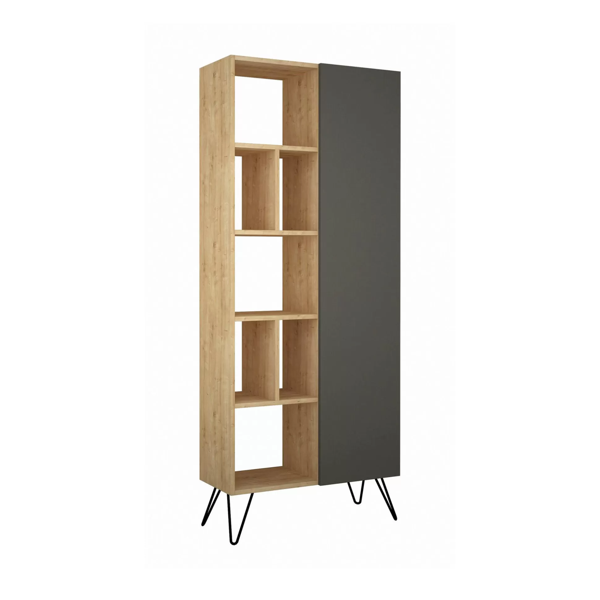 Dmora Librerie<Libreria Lince, 79x32 h190 cm, Quercia e Antracite