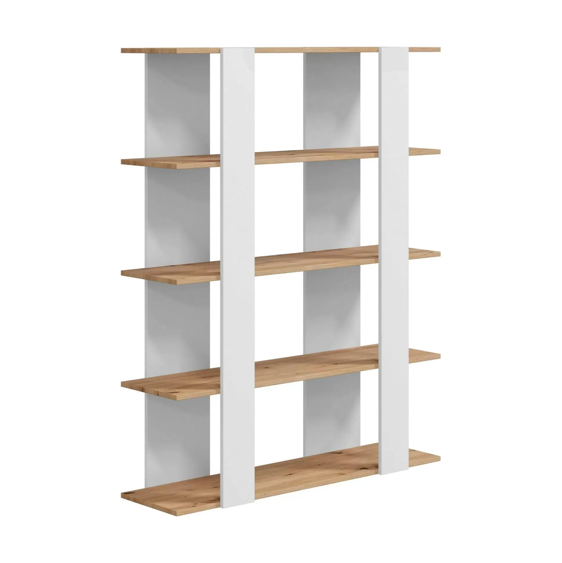 Dmora Librerie<Libreria Madreperla, 108x31h136 cm, Rovere Nodi e Bianco lucido