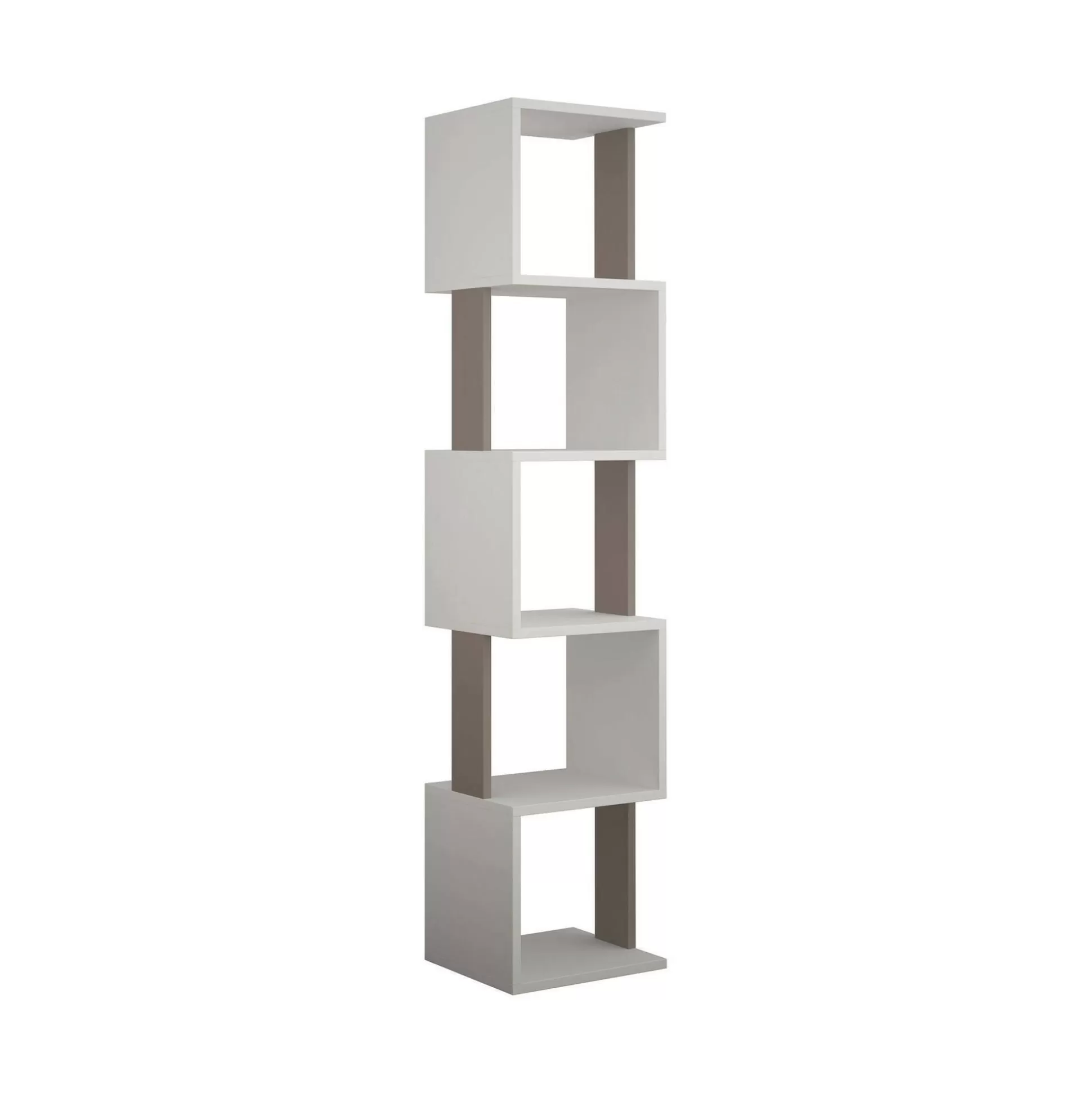 Dmora Librerie<Libreria Nada, 35x30h161 cm, Bianco e Tortora