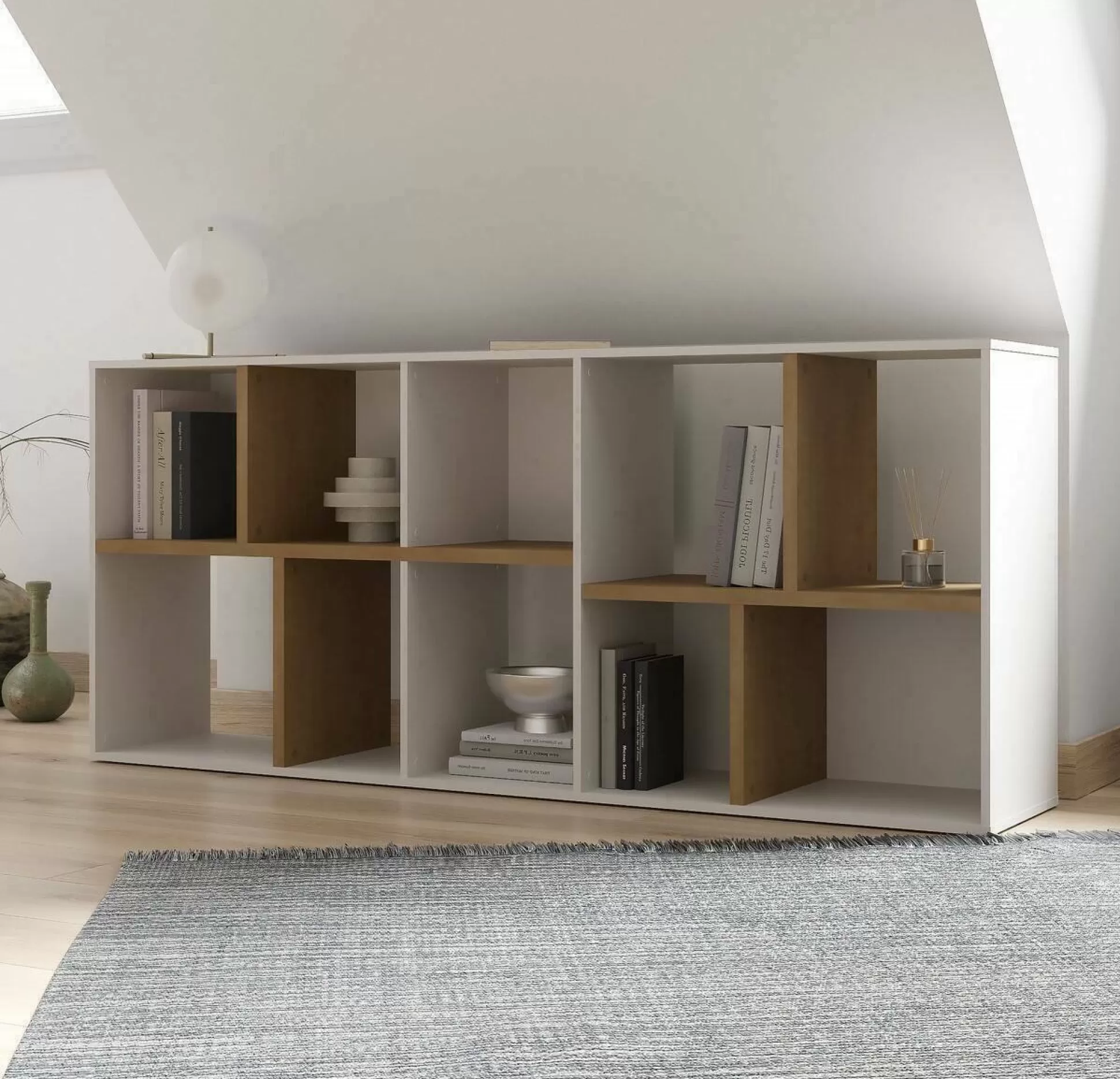 Dmora Librerie<Libreria Nisha, 78x36 h183 cm, Rovere e Bianco