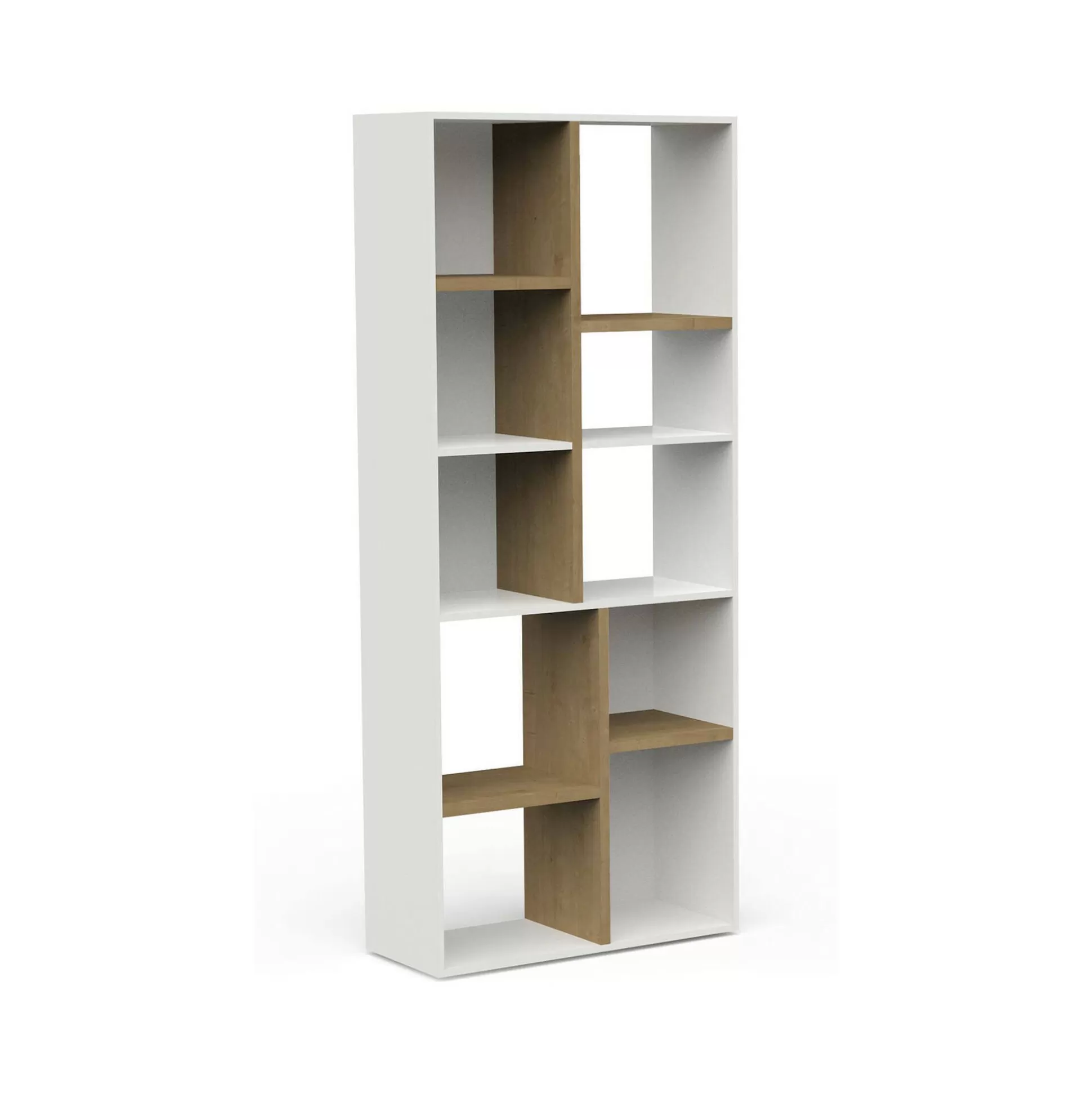 Dmora Librerie<Libreria Nisha, 78x36 h183 cm, Rovere e Bianco