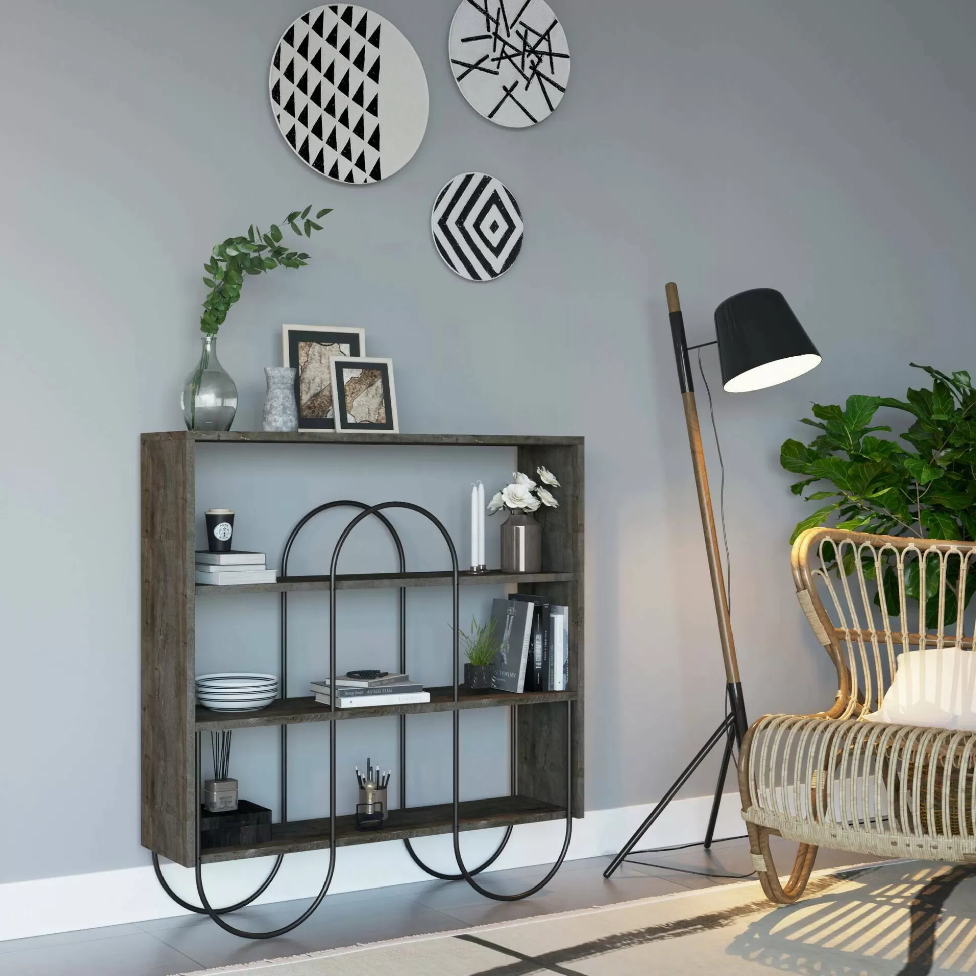 Dmora Consolle<Libreria Otis, 96x26 h99 cm,