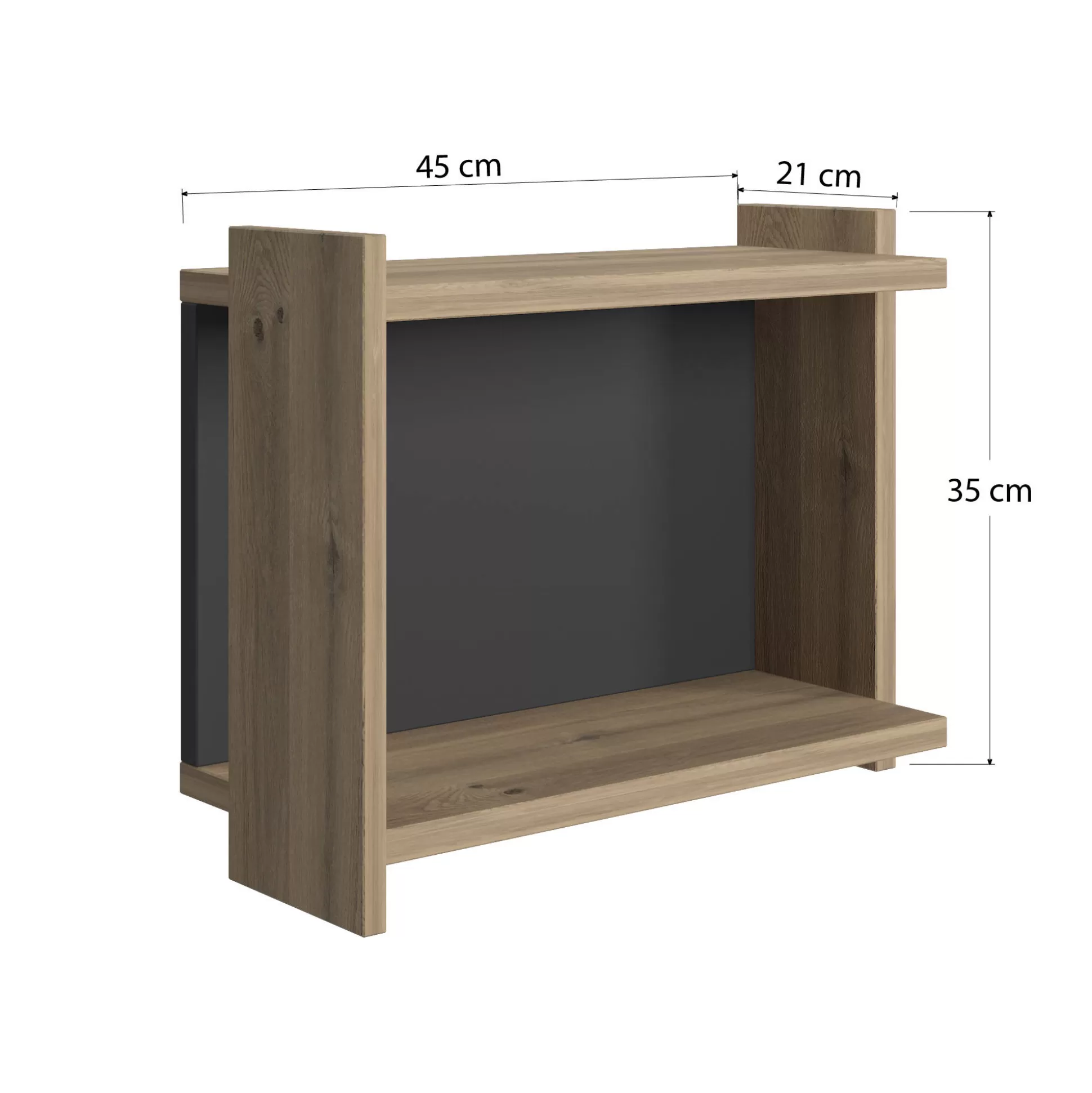 Dmora Librerie<Libreria pensile da parete, cm 45 x 51 x 35, colore e antracite
