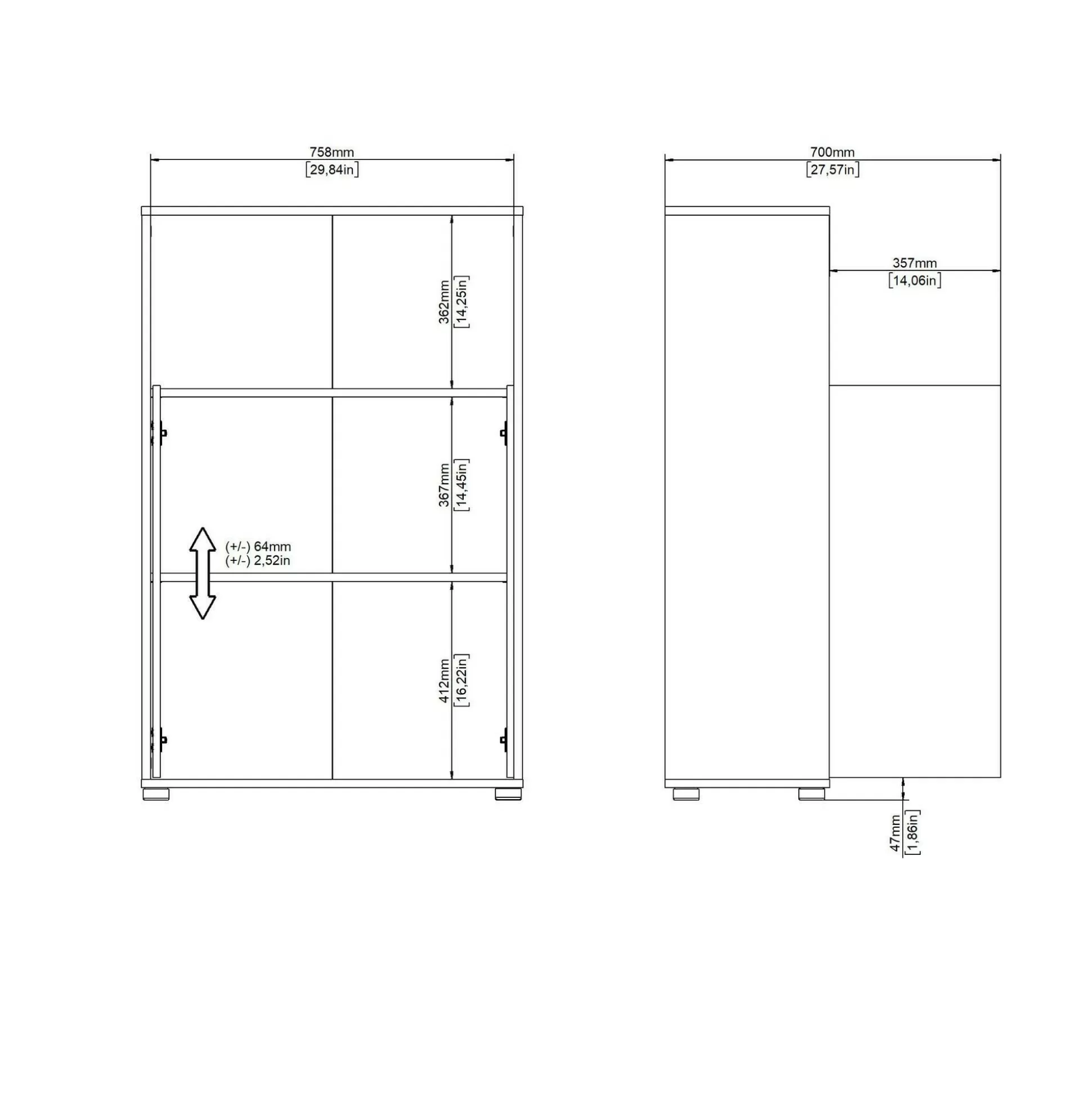 Dmora Librerie<Libreria Perrine, Scaffale da ufficio, Mobile portalibri, Biblioteca, 34x80 h124 cm, Rovere e Bianco