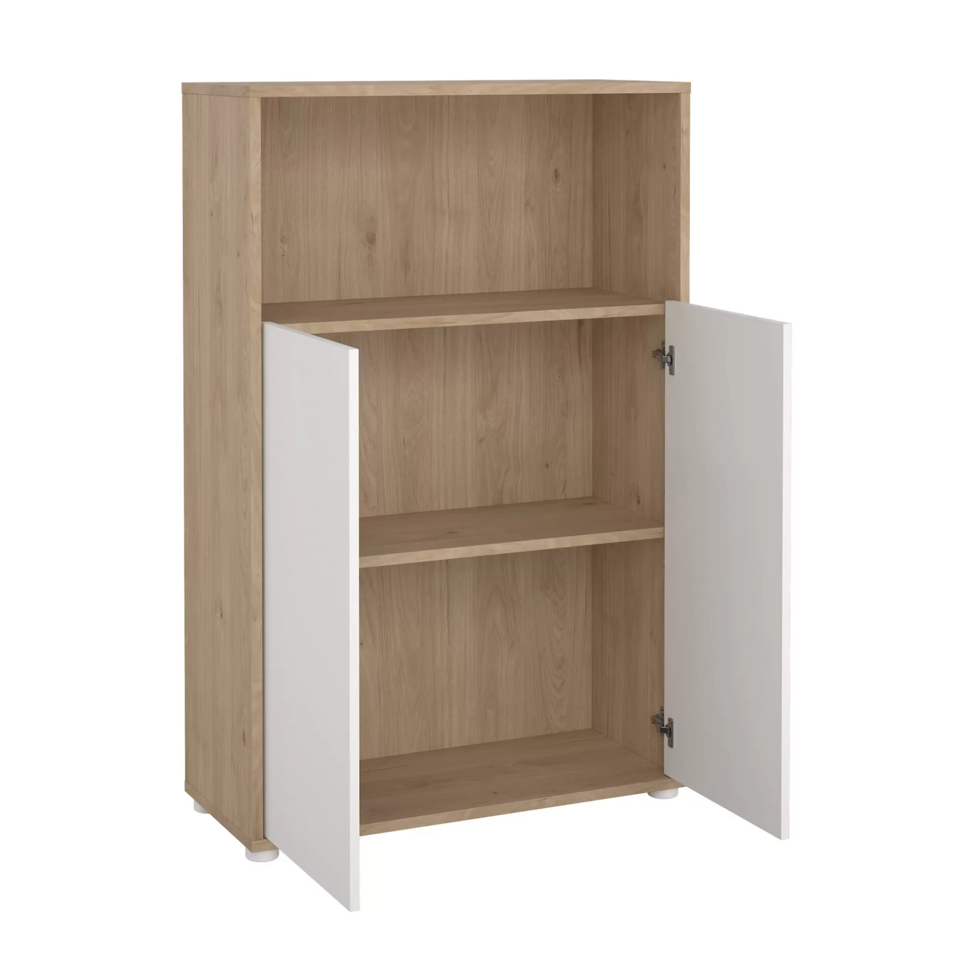 Dmora Librerie<Libreria Perrine, Scaffale da ufficio, Mobile portalibri, Biblioteca, 34x80 h124 cm, Rovere e Bianco